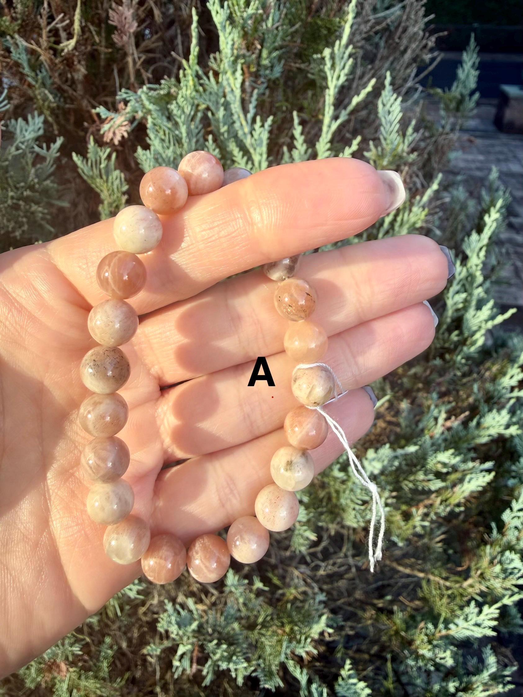 Mixed Peach Moonstone & Sunstone Beaded Bracelets • Crystal Healing Jewelry • Feminine Energy • Multiple Options 6