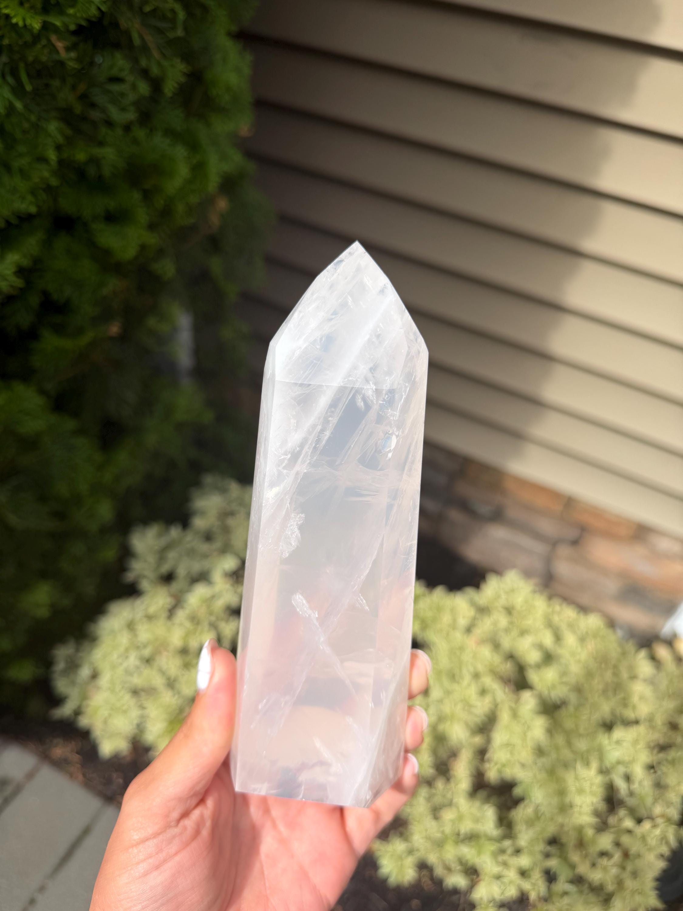 XL Girasol Quartz Crystal Tower • Milky Opalescent Glow • Polished Crystal Point 4