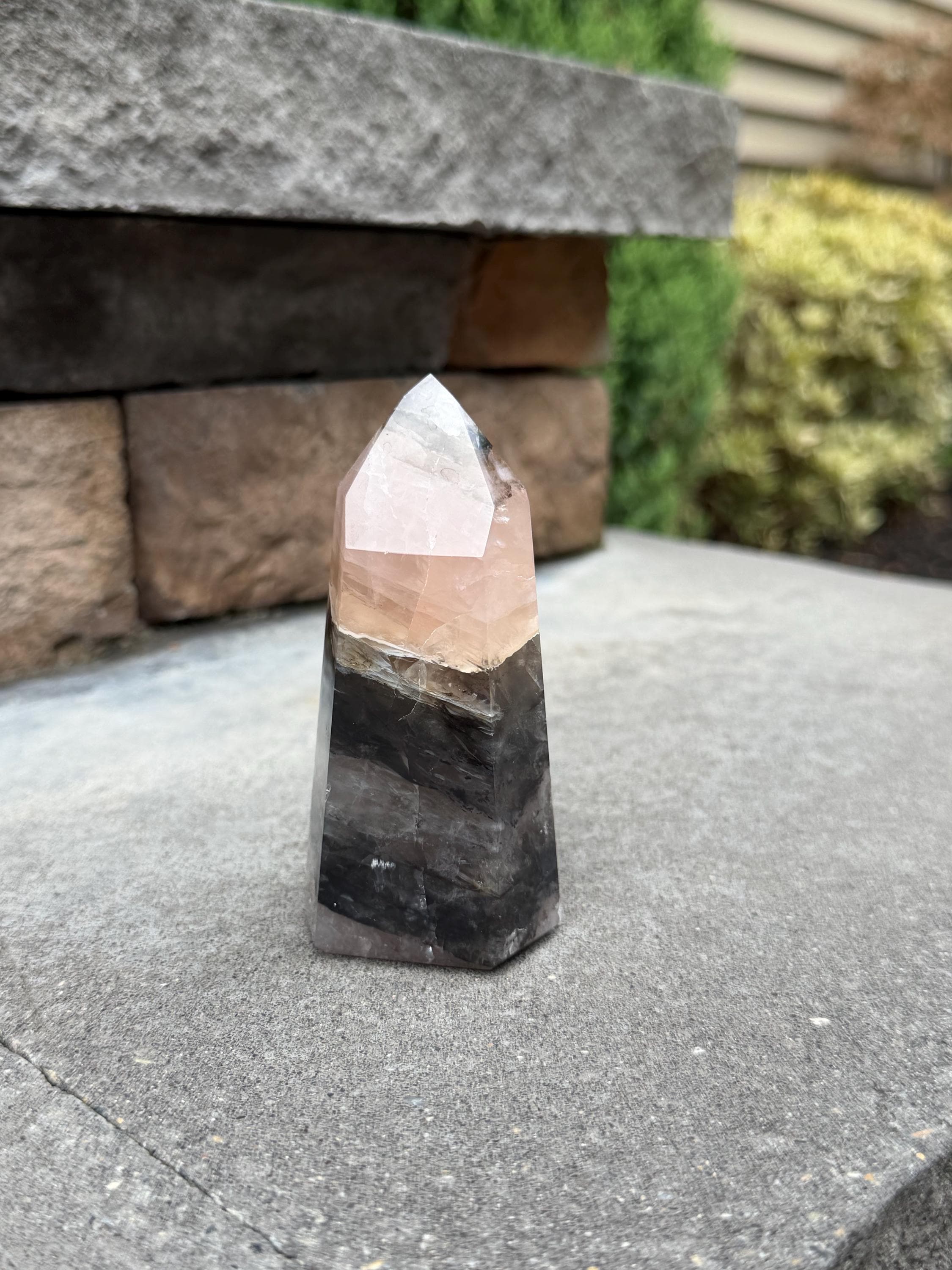 Rose Quartz Tower with Black Mineral Inclusions 8