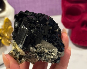 Black Tourmaline & Feldspar Specimen • Protective Grounding Crystal • Natural Mineral • Healing Stone • Collector Piece