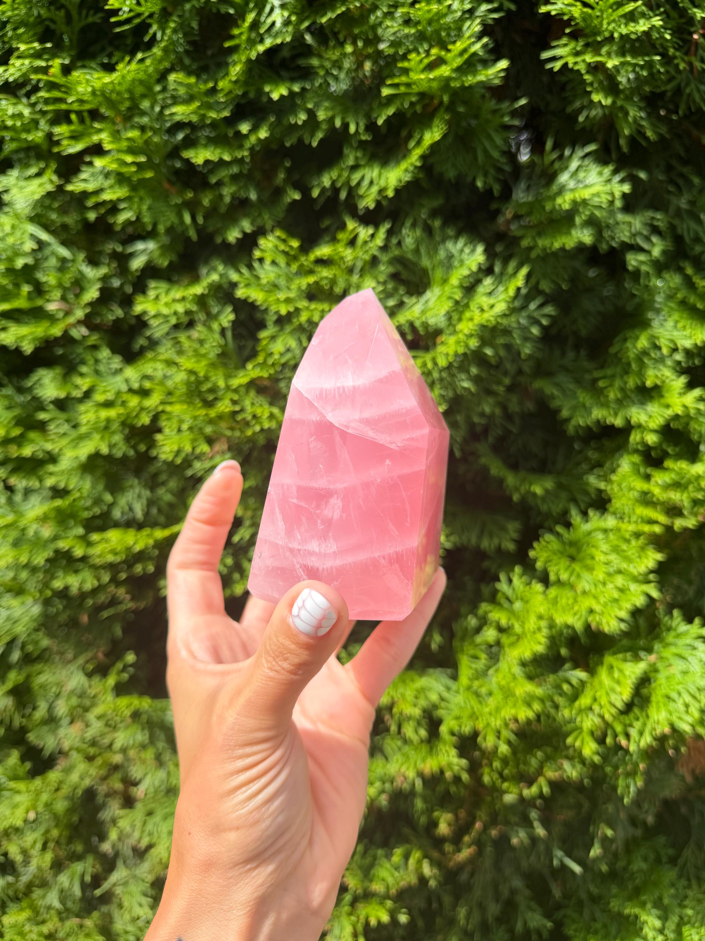 Brazilian Rose Quartz Chunky Point: Polished Pink Crystal Specimen (4"x3.5") 7