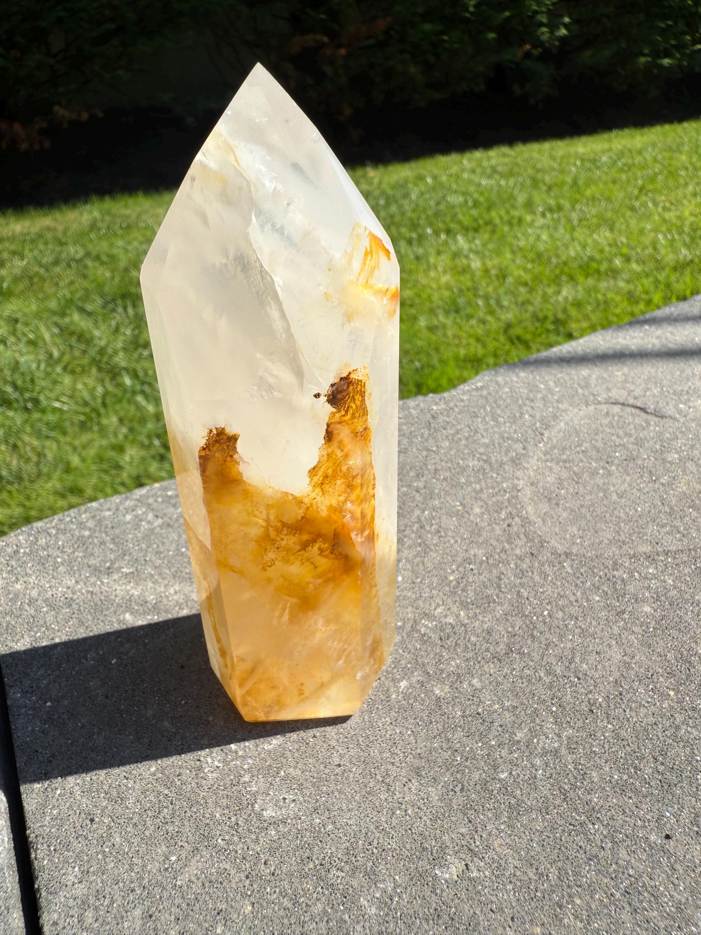 Golden Healer & Girasol Quartz Crystal Tower • Brazil • Polished Crystal Point • Healing Stone • Mineral Specimen 14