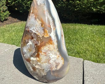 XL Orca Agate Moss Agate Druzy Freeform Statement Crystal Home Decor