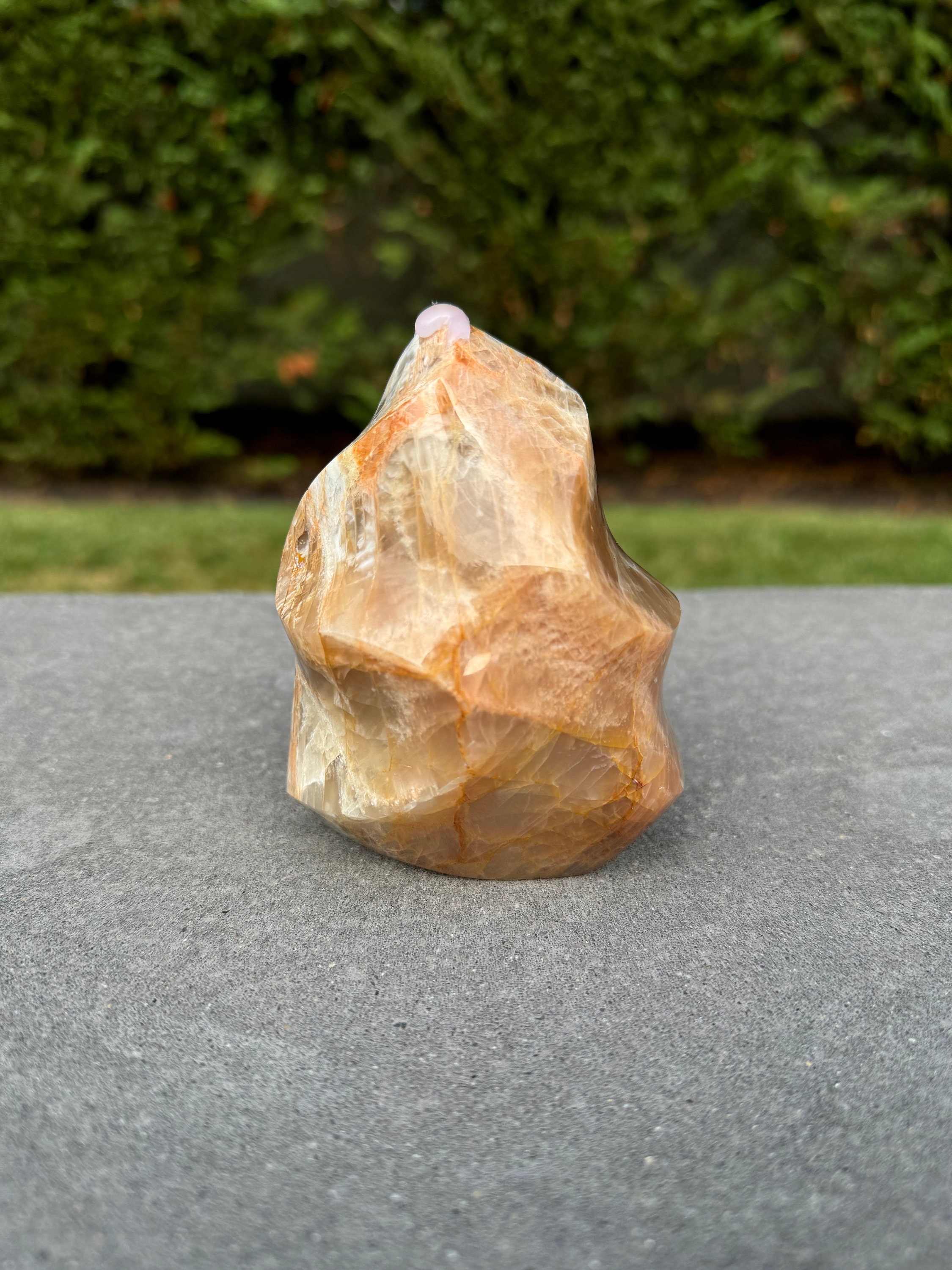 Flashy Peach Moonstone Flame Carving • Polished Crystal • Reiki Healing Stone • Spiritual Decor • Gemstone Sculpture 9