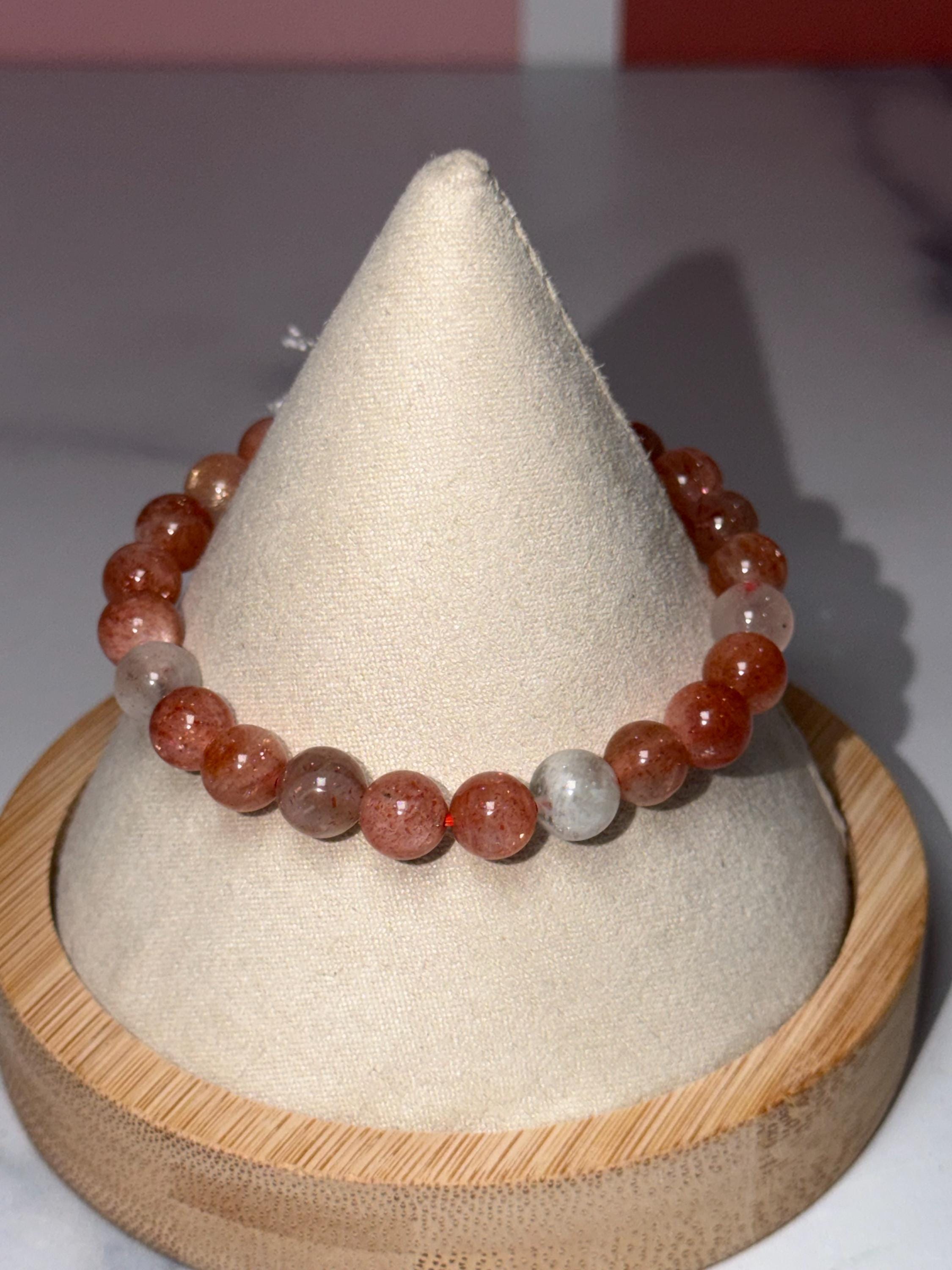 Sunstone & Moonstone Crystal Stretch Beaded Bracelet, Balance Intuition Vitality Gemstone Jewelry (8mm) 7