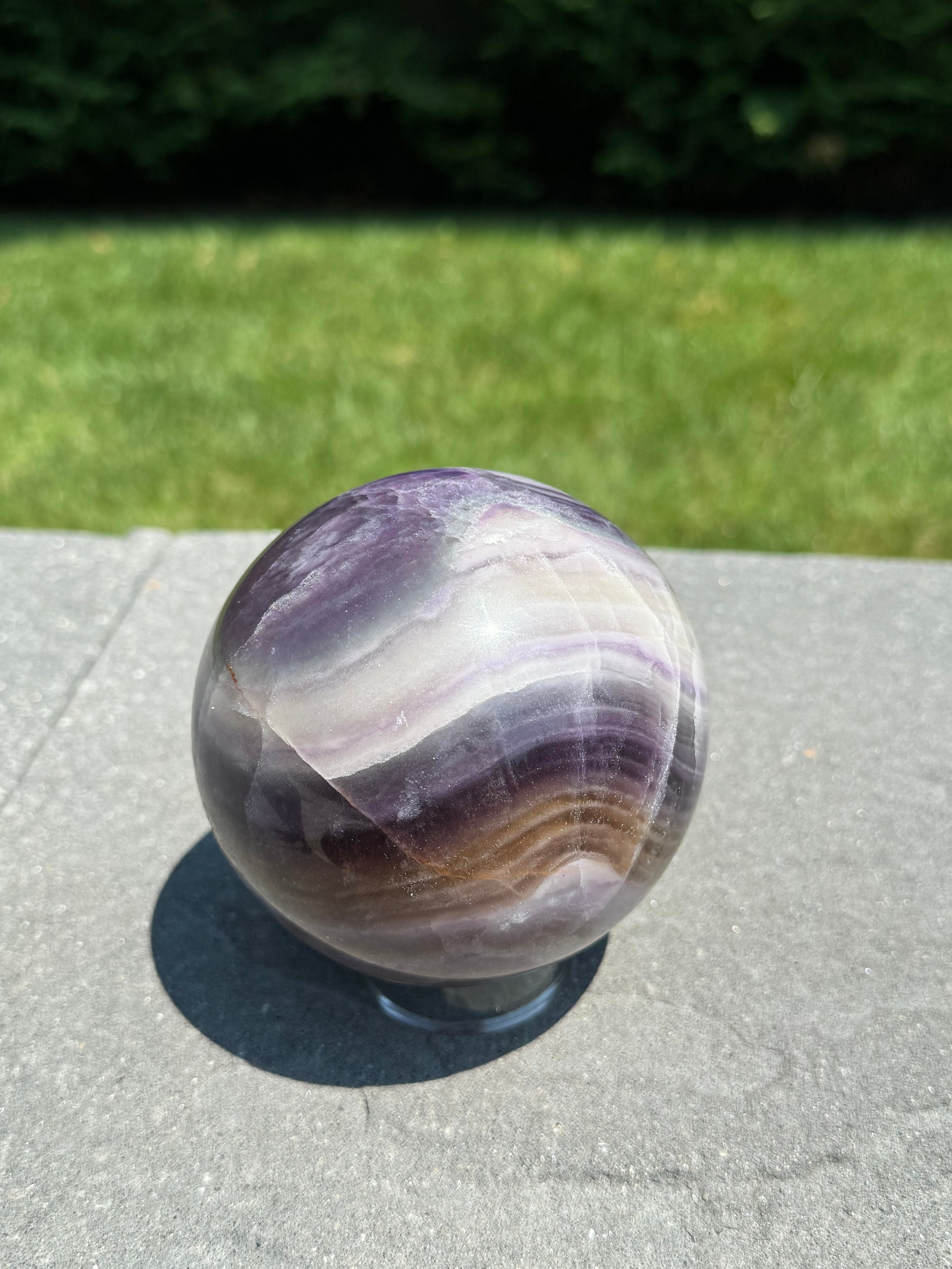 Purple Banded Fluorite Crystal Sphere • 94mm • Polished Healing Crystal Orb • Mineral Specimen • Spiritual Decor 7