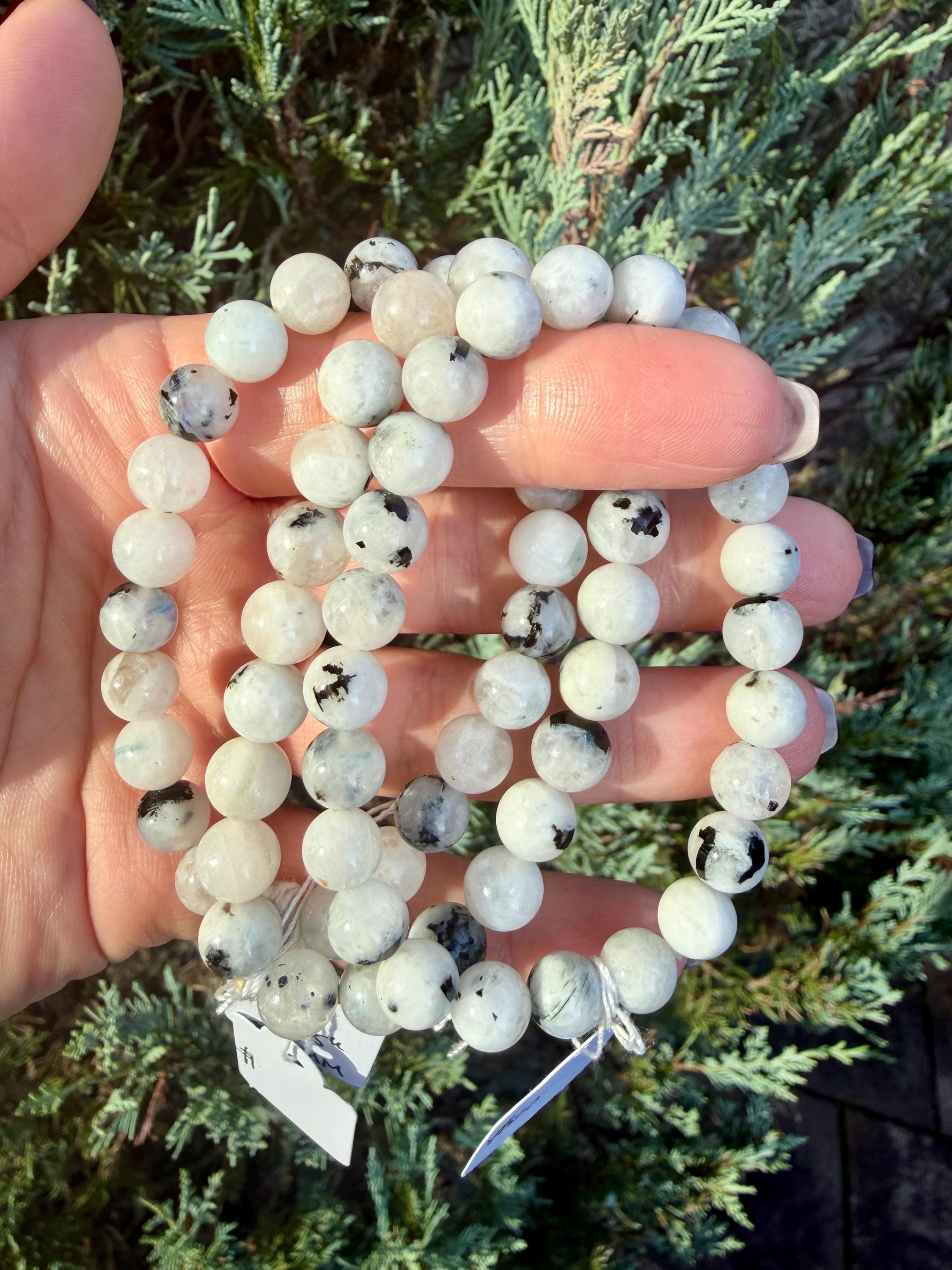 Rainbow Moonstone 8mm Beaded Bracelet • Blue Flash Intuition Stone, Feminine Energy Jewelry 7