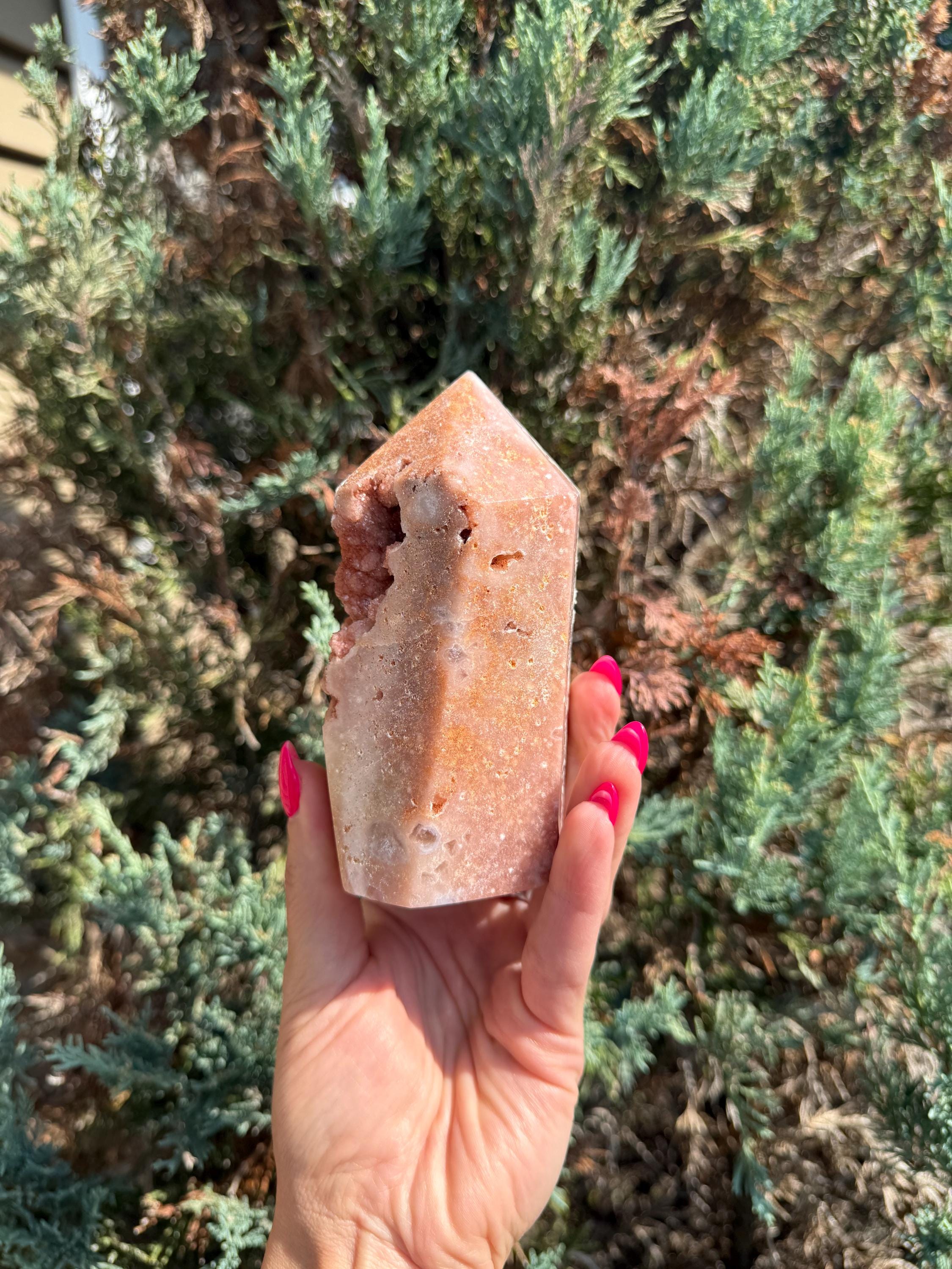 Pink Amethyst Druzy Tower • Sparkly Crystal Point • Healing Stone • Spiritual Decor • Quartz Tower 8