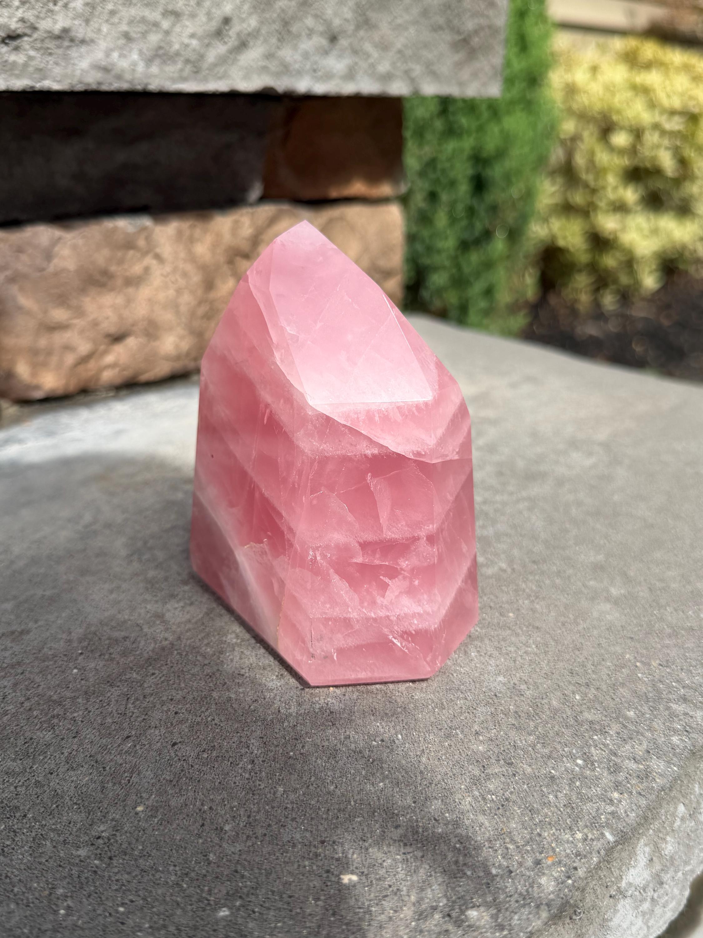 Brazilian Rose Quartz Chunky Point: Polished Pink Crystal Specimen (4"x3.5") 12