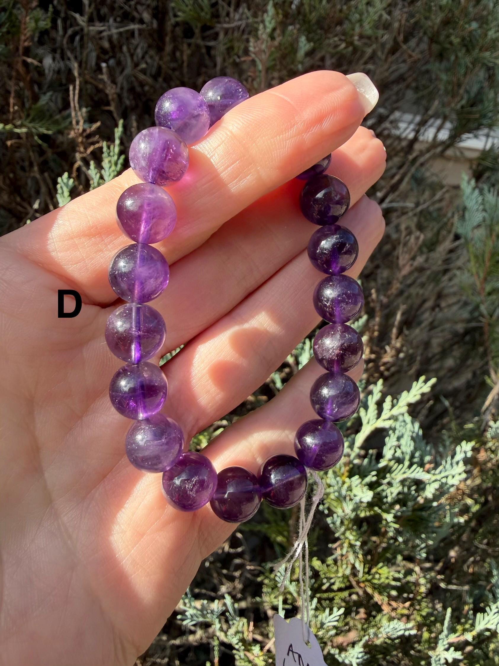 Natural Amethyst Crystal Beaded Bracelets • Polished Gemstone Healing Jewelry 19