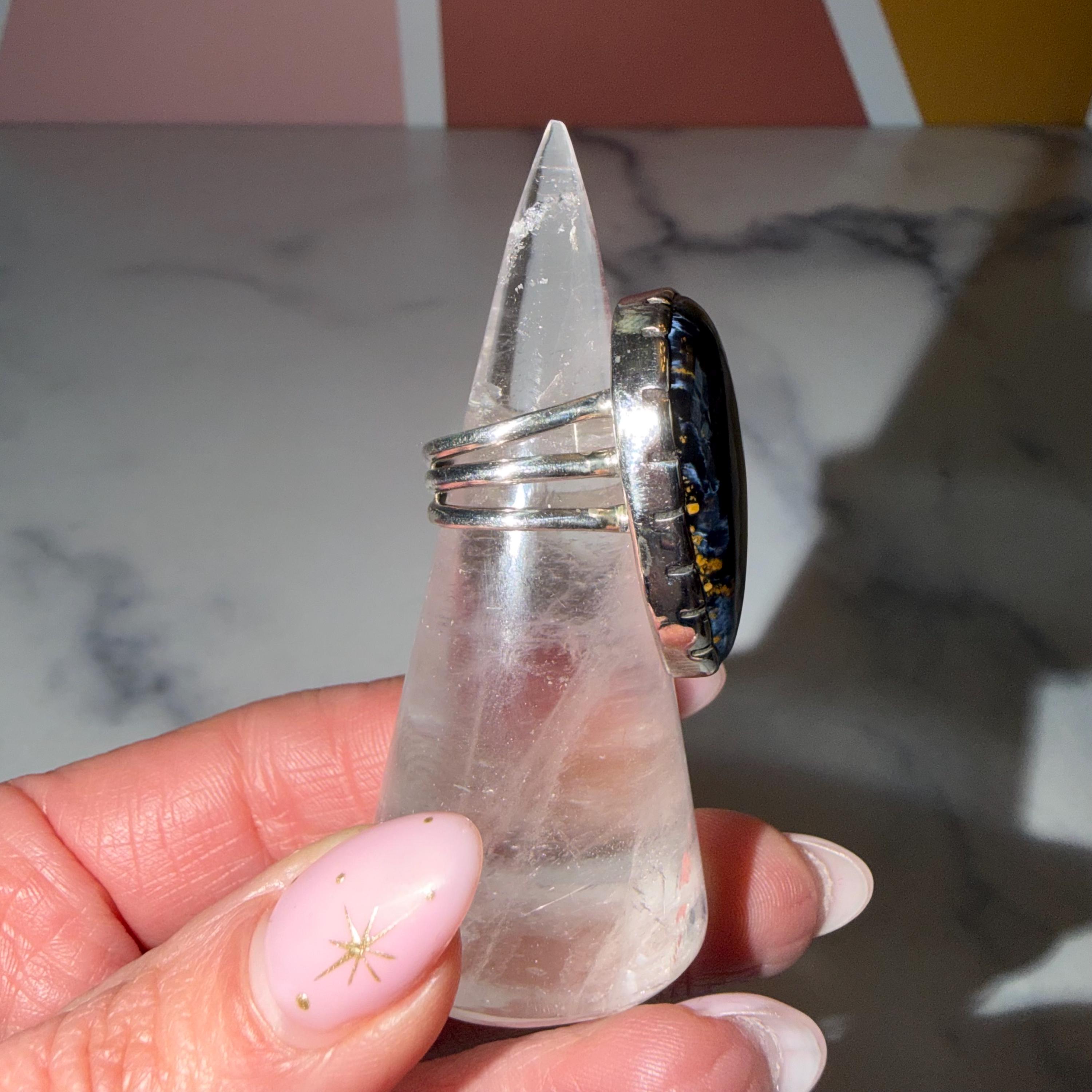 Large Pietersite Teardrop Ring • Sterling Silver Statement Gemstone Jewelry (Size 7) 7