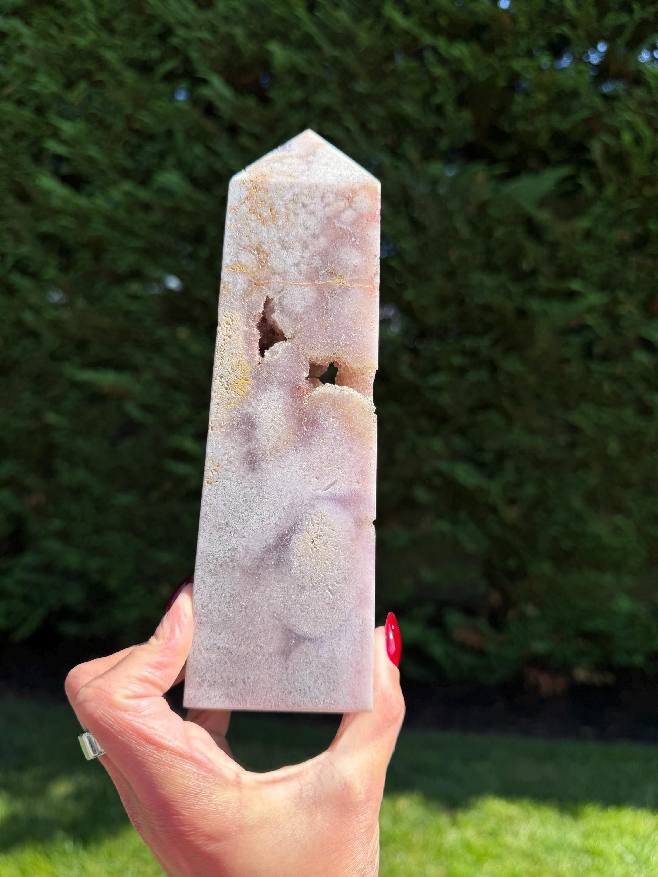 Large Pink Amethyst Druzy Crystal Tower • Polished Point, Healing Stone, Spiritual Decor 9