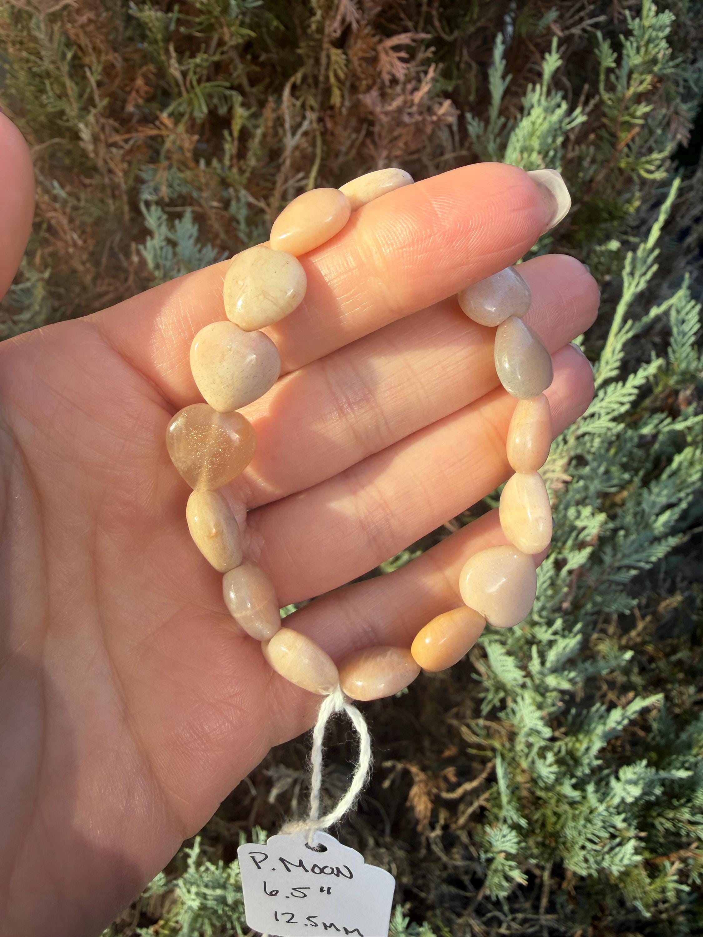 Peach Moonstone Heart Bracelet • Nurturing Crystal Jewelry • Love Intuition Stone 2