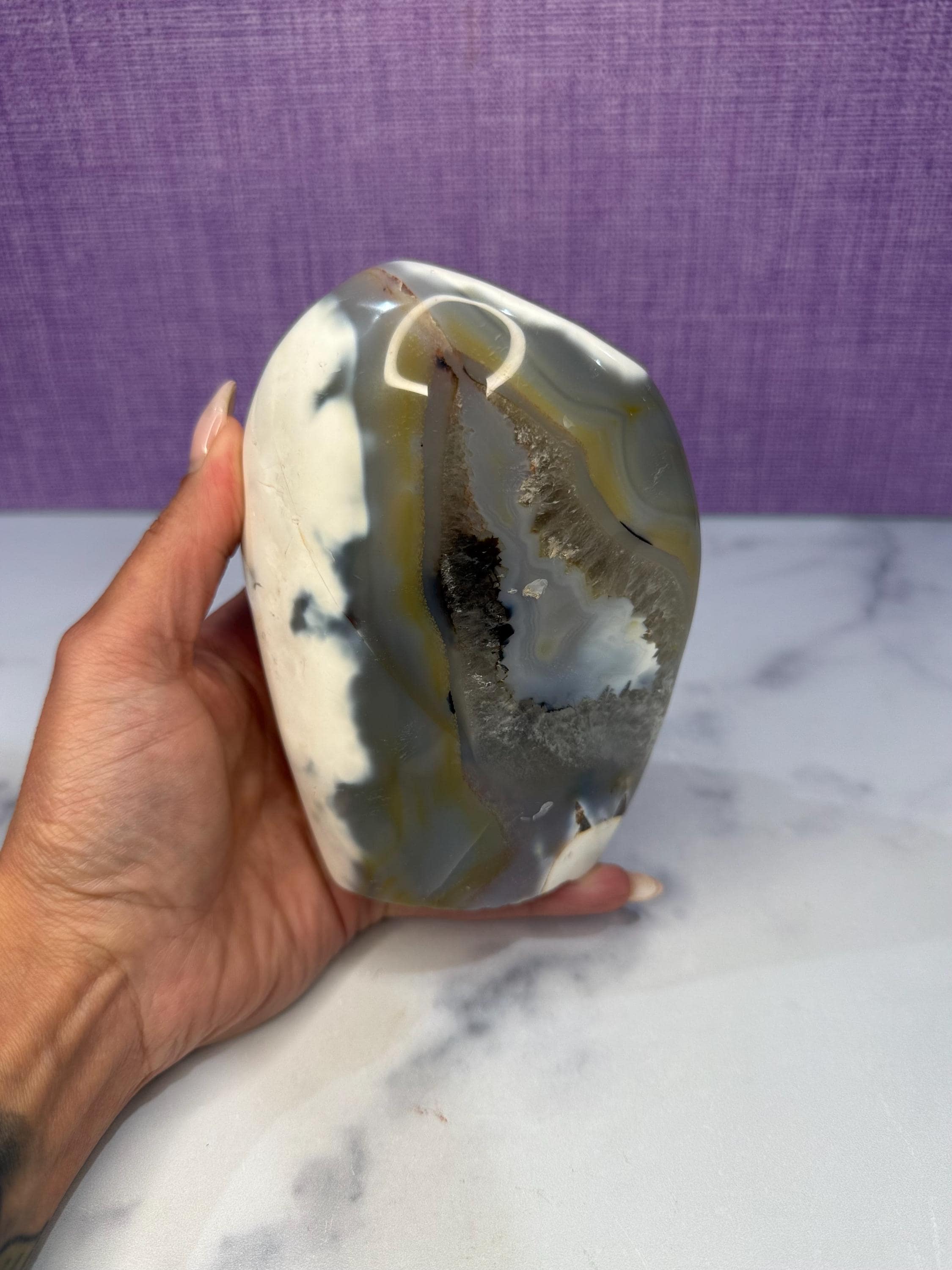 Orca Agate Freeform, Madagascar Dendritic Crystal, Spiritual Healing Stone Decor 6