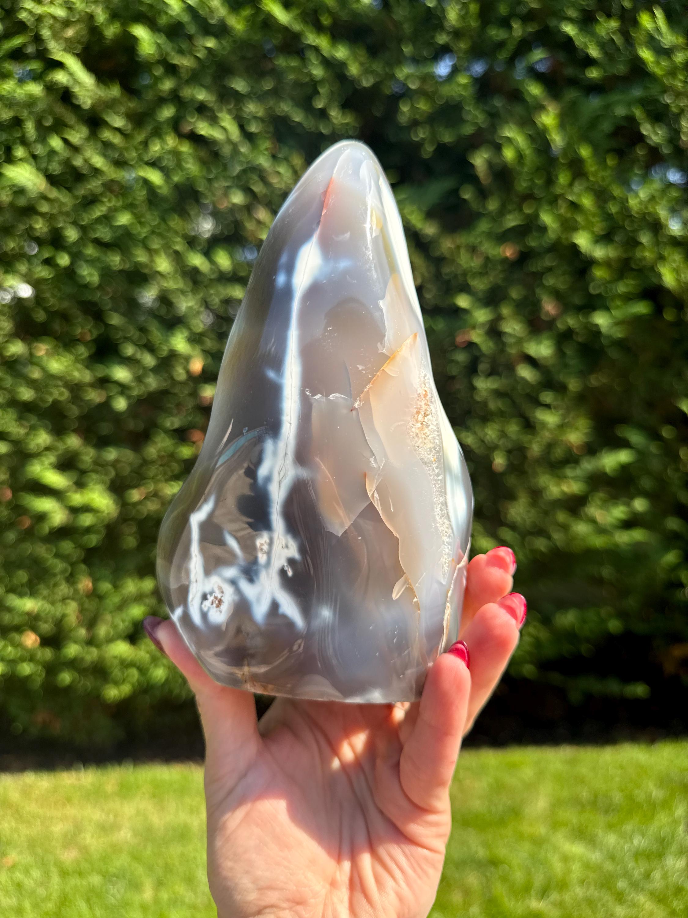 XL Orca Agate Moss Agate Druzy Freeform Statement Crystal Home Decor 11