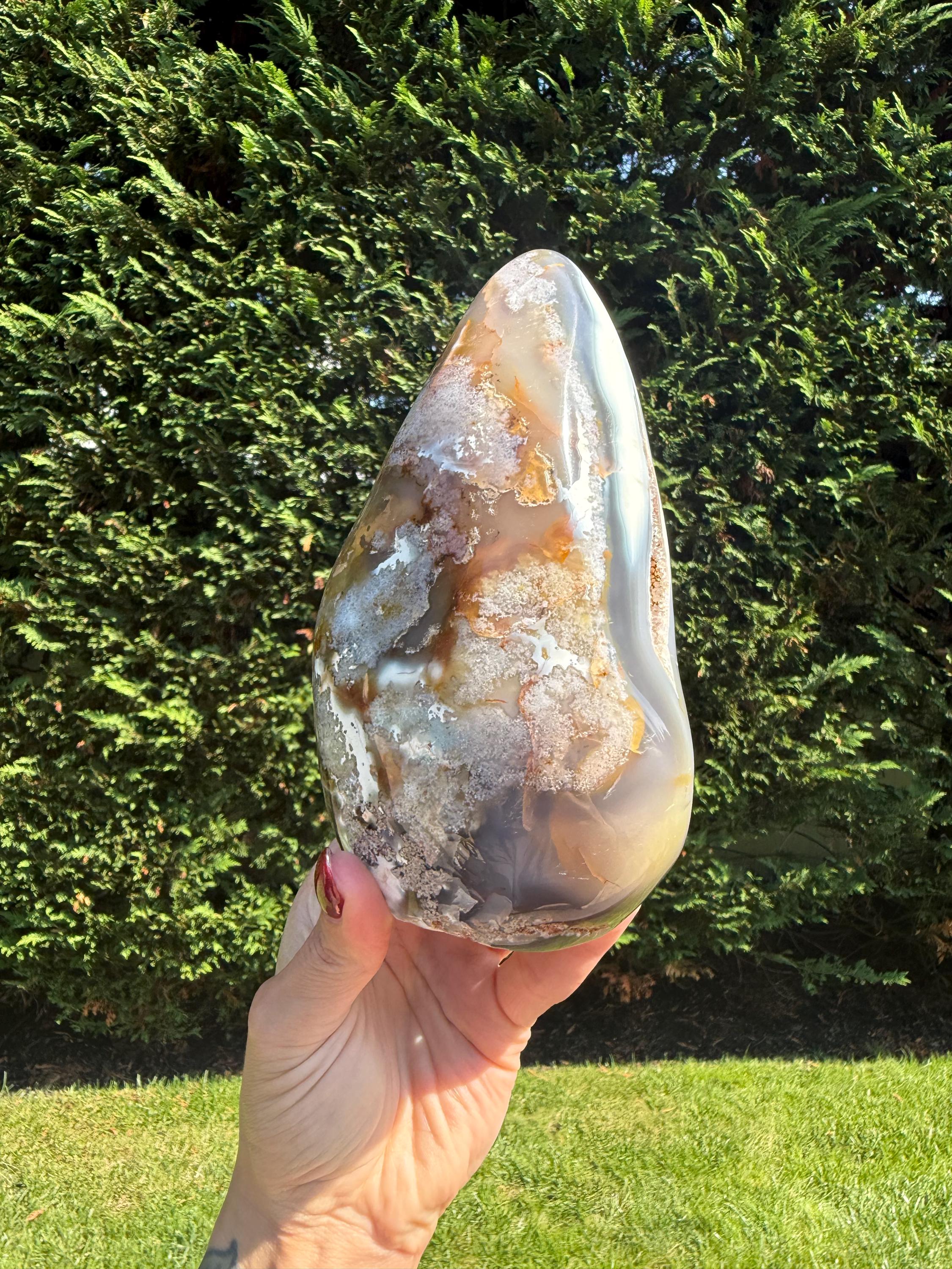 XL Orca Agate Moss Agate Druzy Freeform Statement Crystal Home Decor 13
