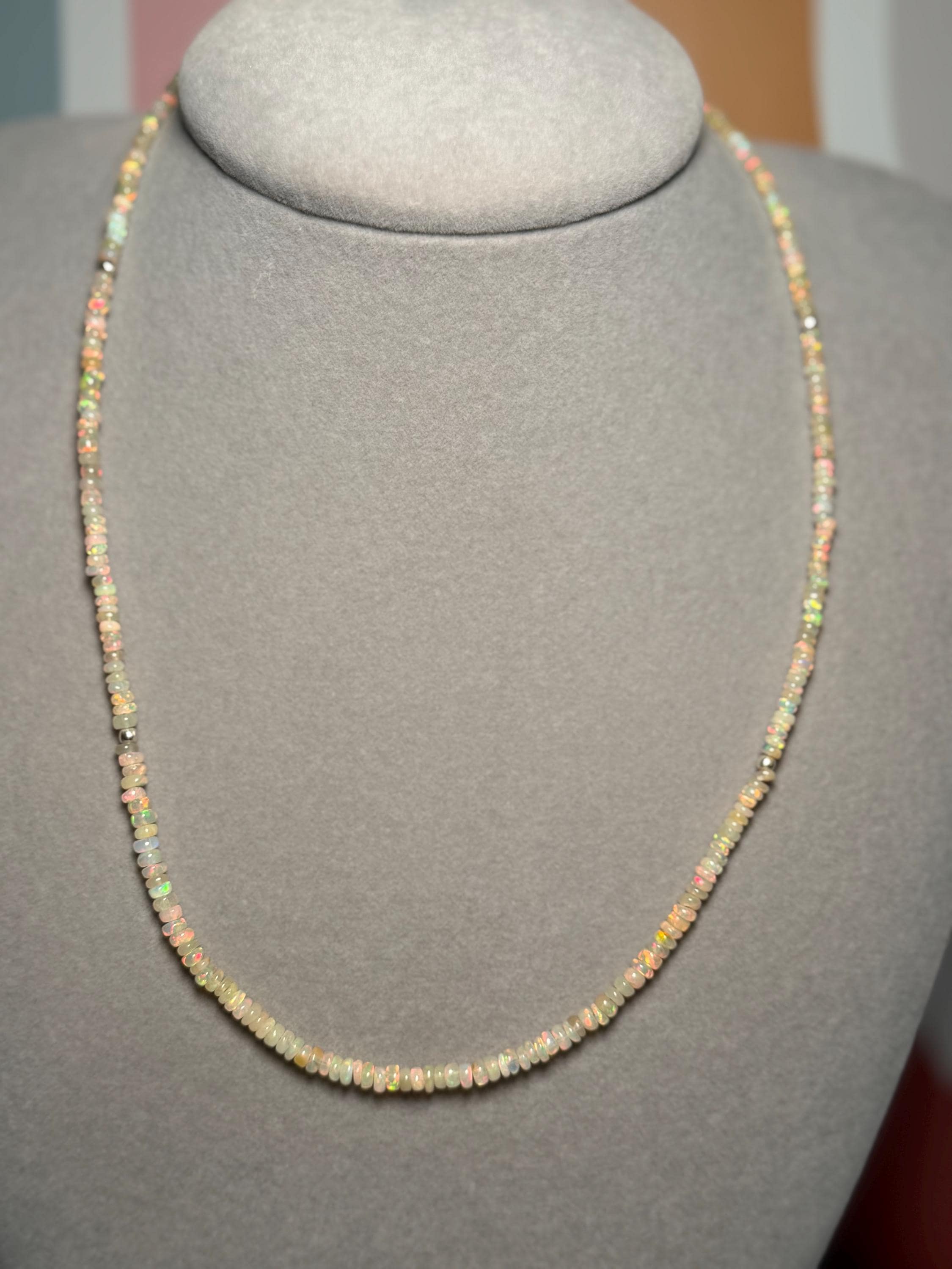 Starborn Creations Ethiopian Opal Beaded Necklace, Sterling Silver, 18 Inch (2 Inch Extender) 3