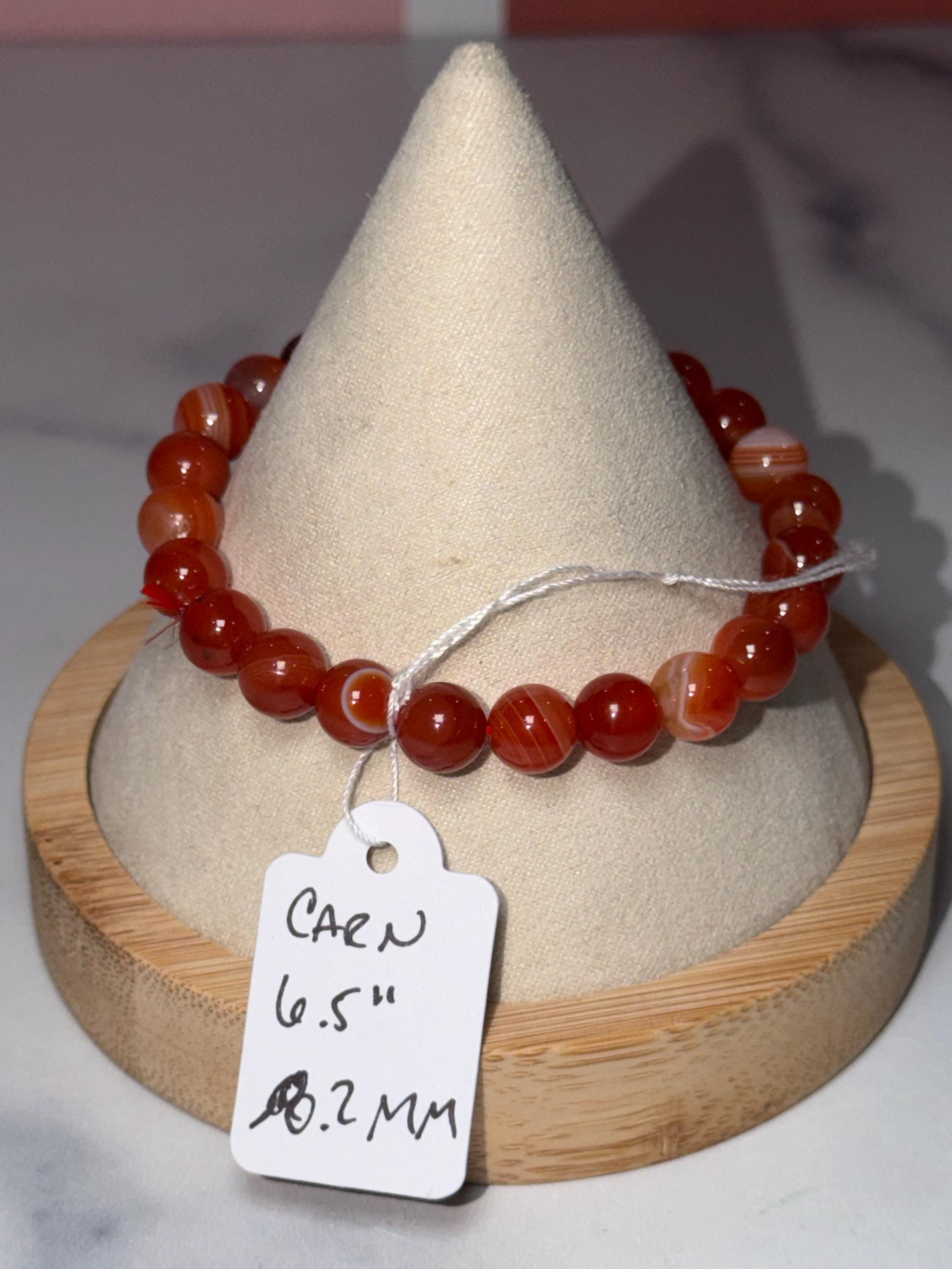 Carnelian Crystal Stretch Beaded Bracelet, Bold Energy, Confidence Jewelry (8.2mm) 4