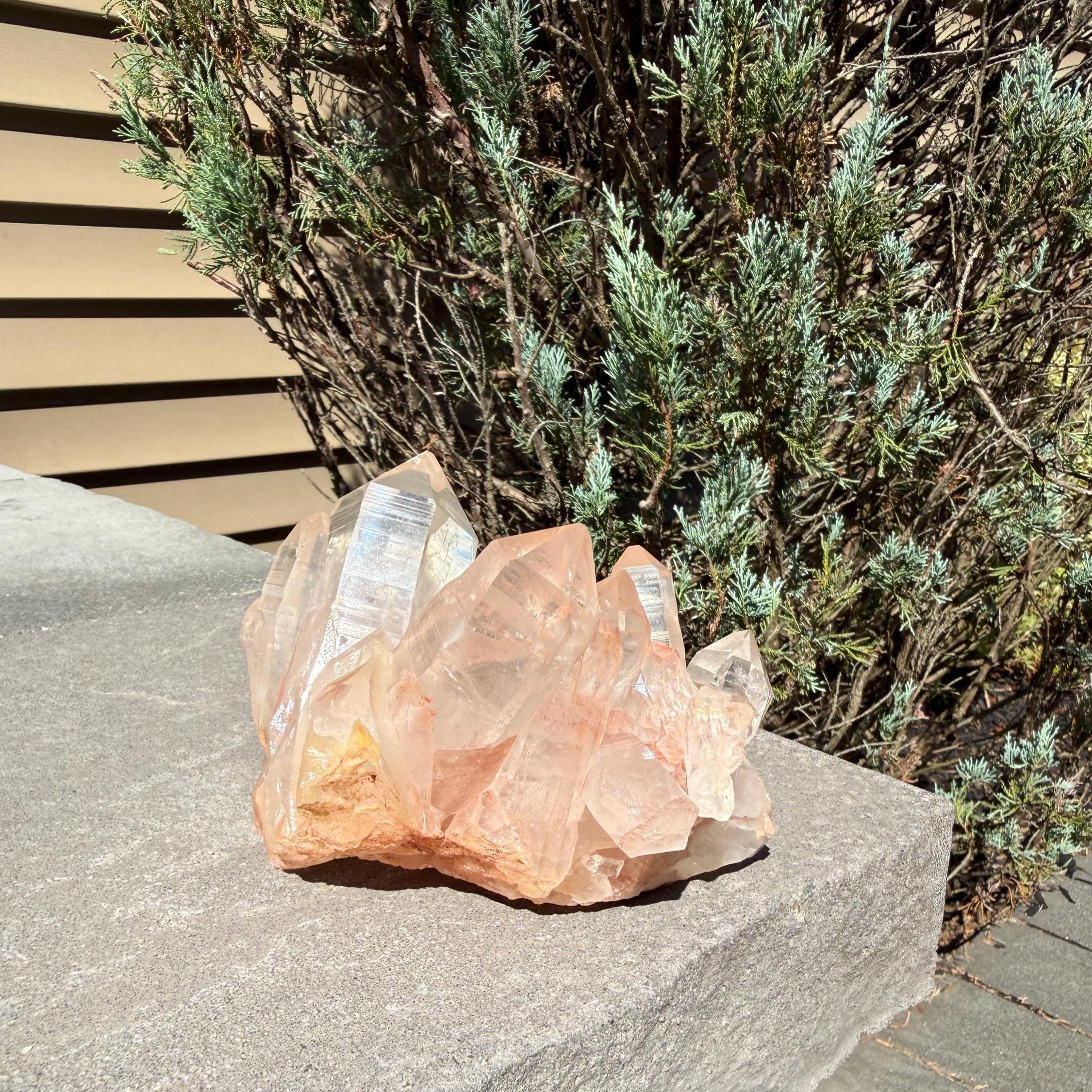 Large Hematite Included Quartz Crystal Cluster: Grounding & Energizing Natural Indian Specimen 10