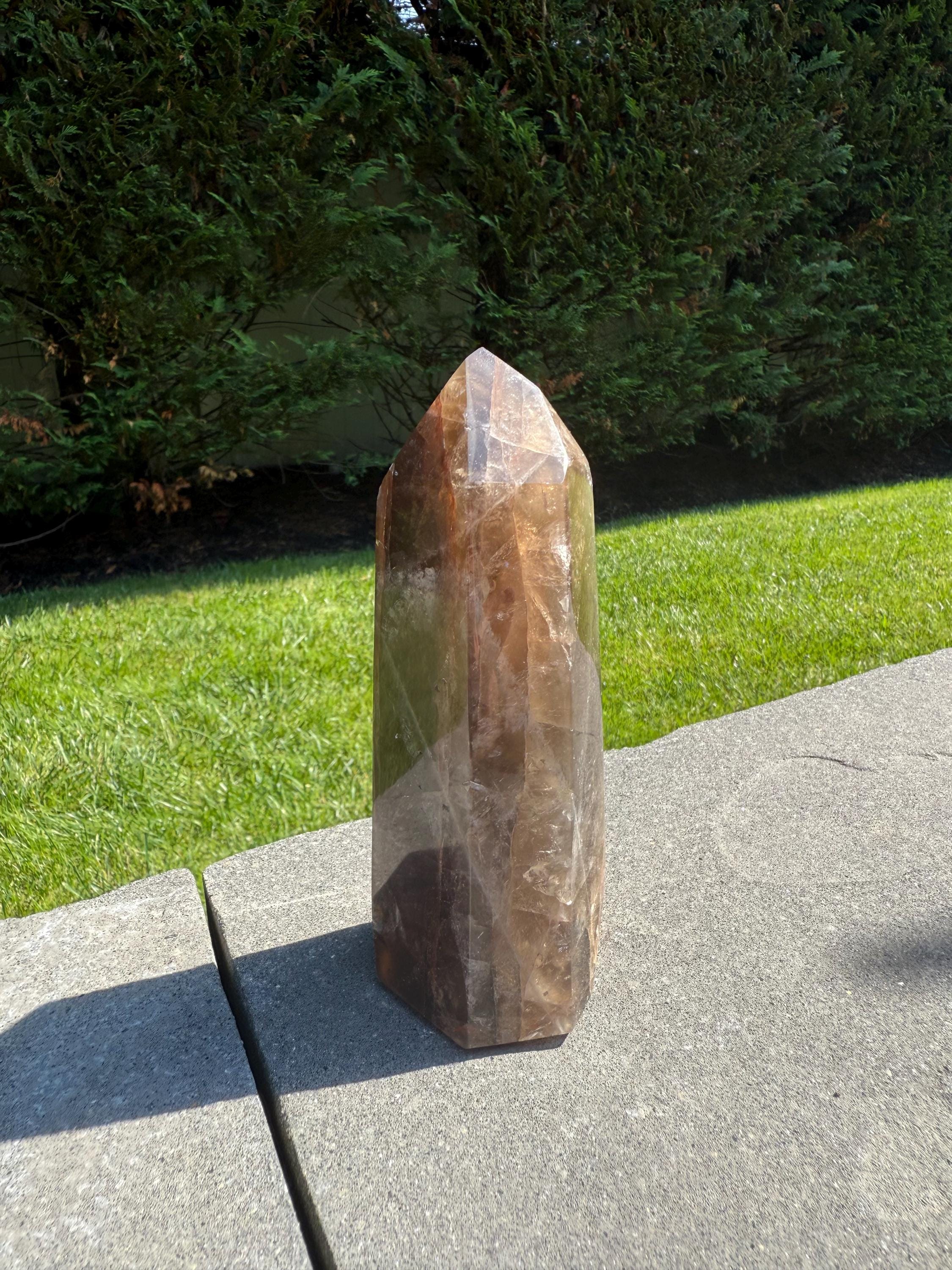 Smoky Quartz & Fire Quartz Crystal Tower from Madagascar: Grounding and Energizing Stone Point 10