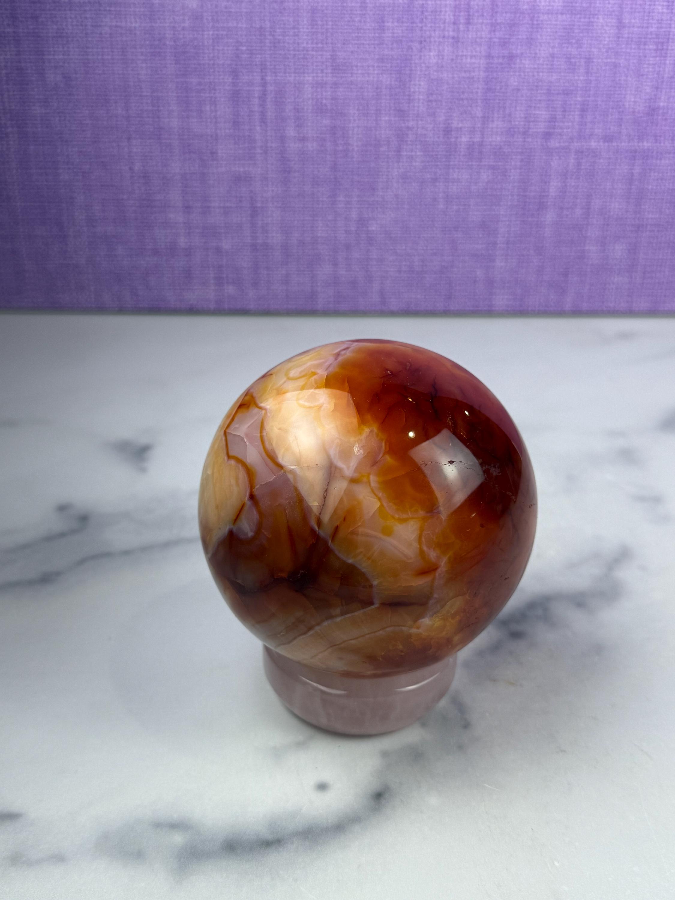 Druzy Carnelian Crystal Sphere: Natural Sparkle • Statement Sphere • Grounding Energy 9