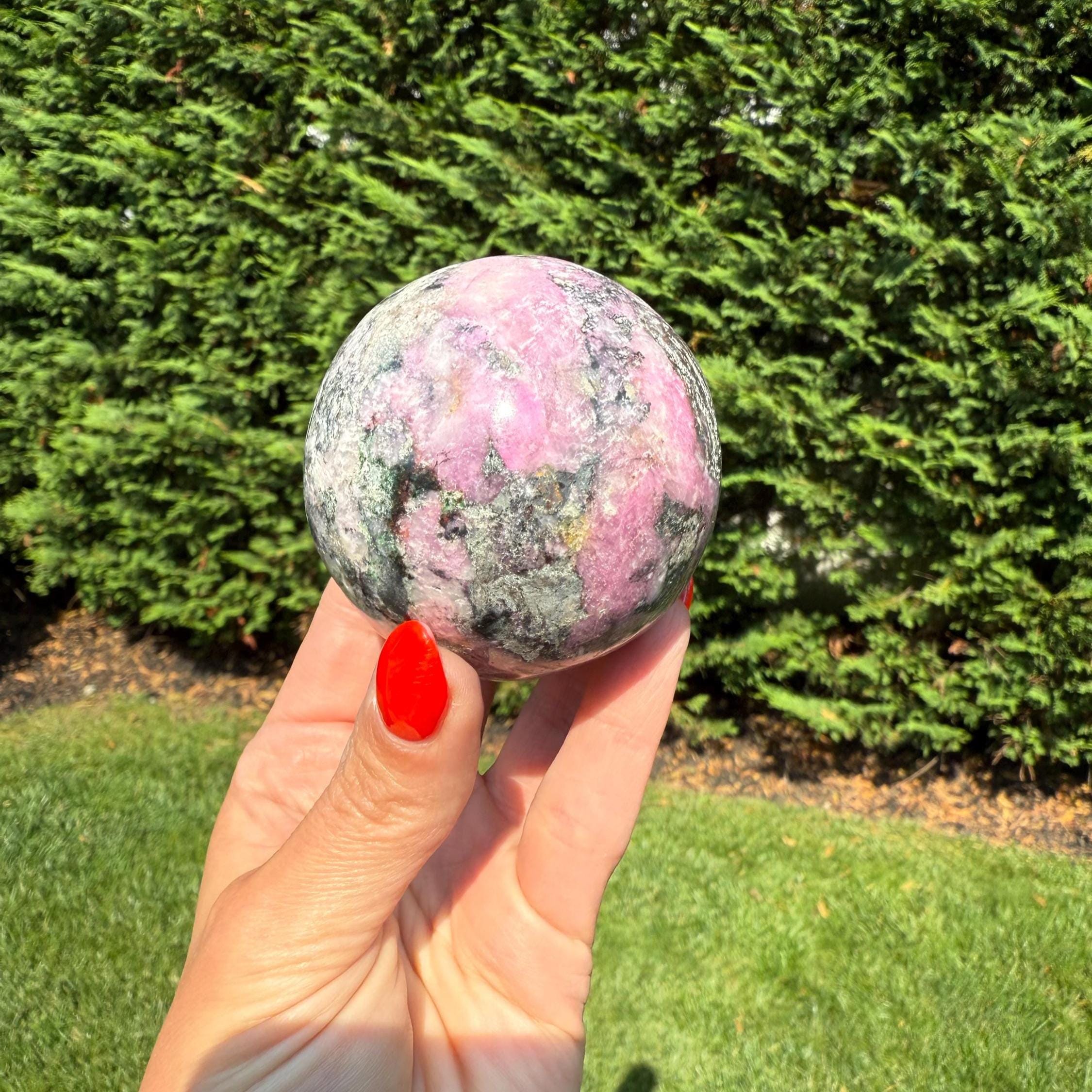 Cobaltoan Calcite Sphere • Pink Heart Chakra Crystal • Emotional Healing Stone (62MM) 2