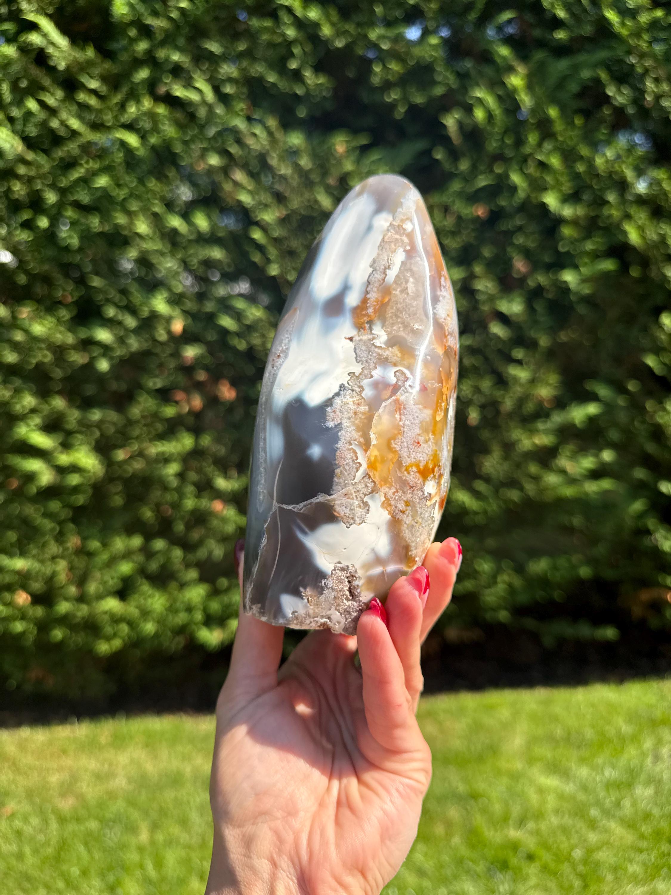 XL Orca Agate Moss Agate Druzy Freeform Statement Crystal Home Decor 9