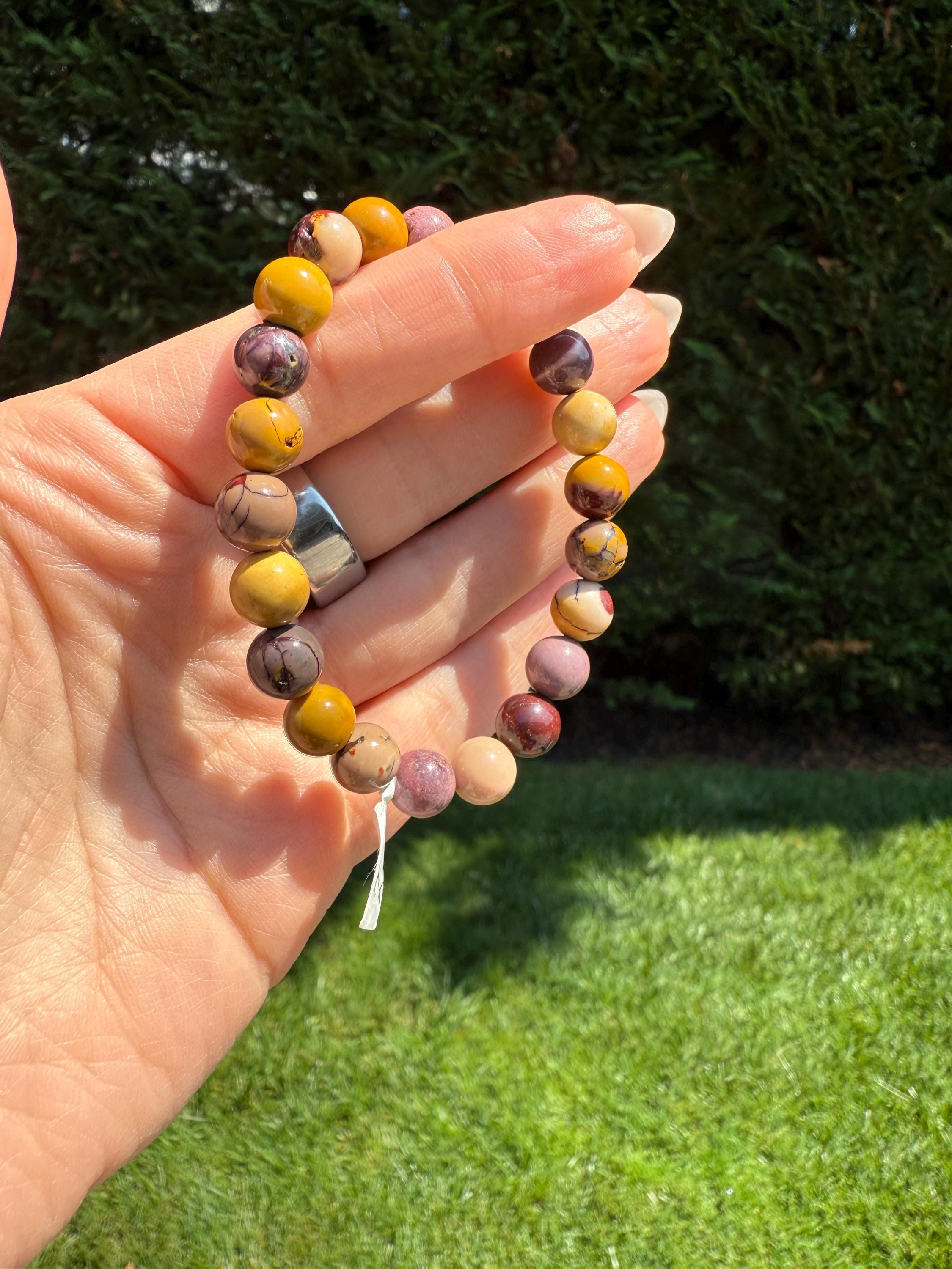 Mookaite Jasper Stretch Beaded Bracelet: Natural Gemstone Healing Crystal Jewelry (9mm) 5