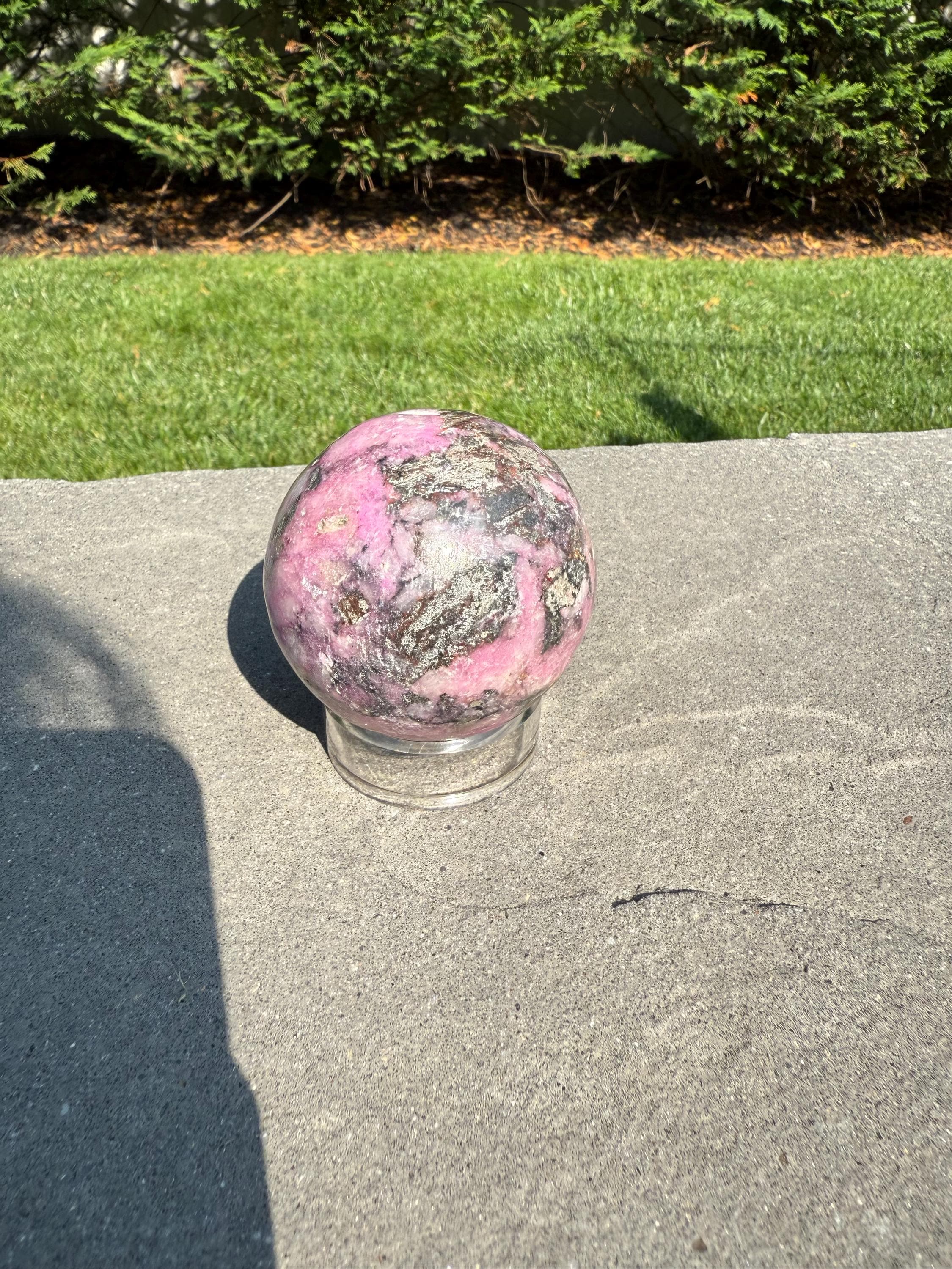 Cobaltoan Calcite Sphere • Pink Heart Chakra Crystal • Emotional Healing Stone (62MM)
