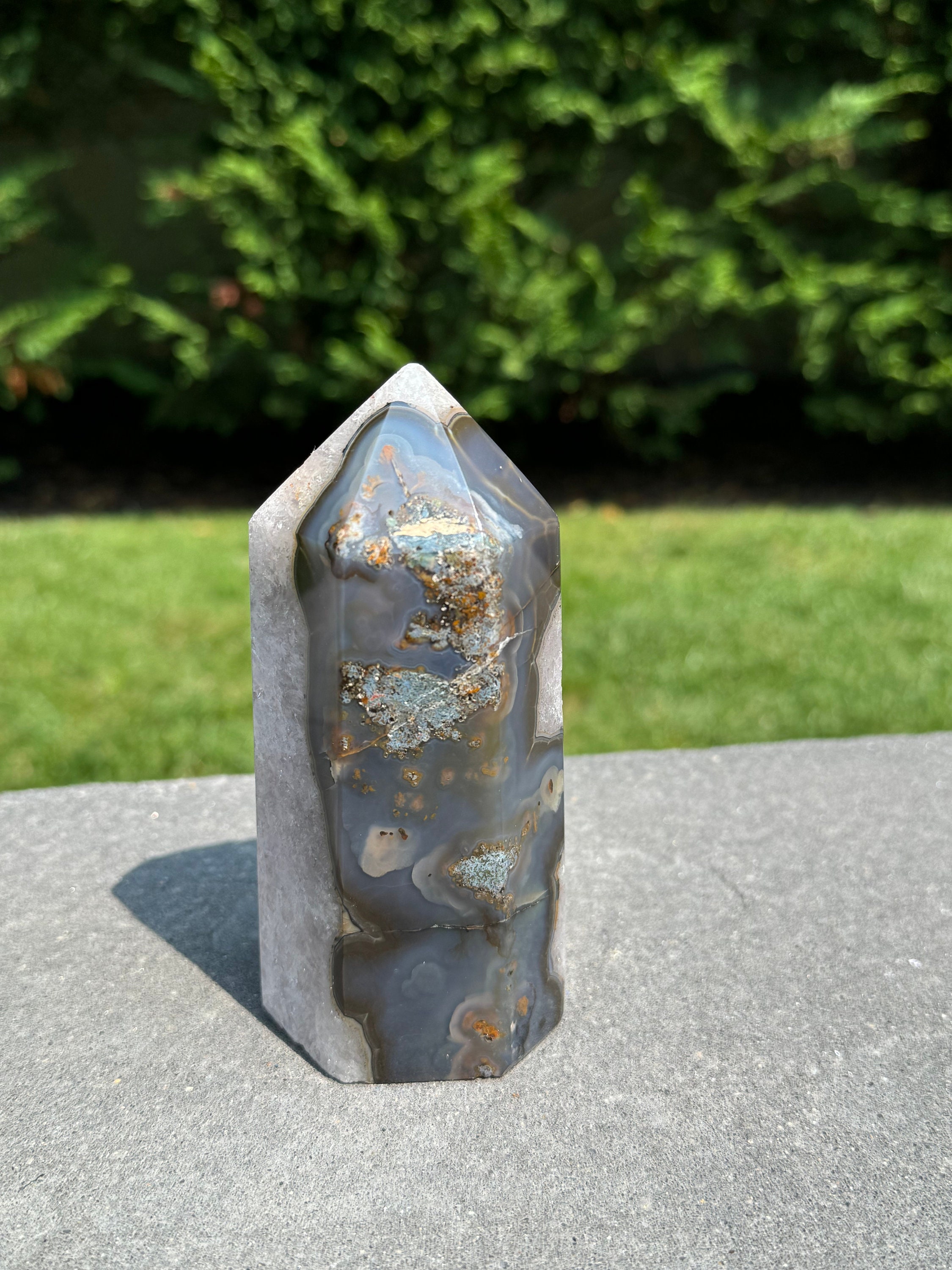 Purple Amethyst Crystal Tower • Banded Sugar Druzy • Polished Point Healing Stone 7