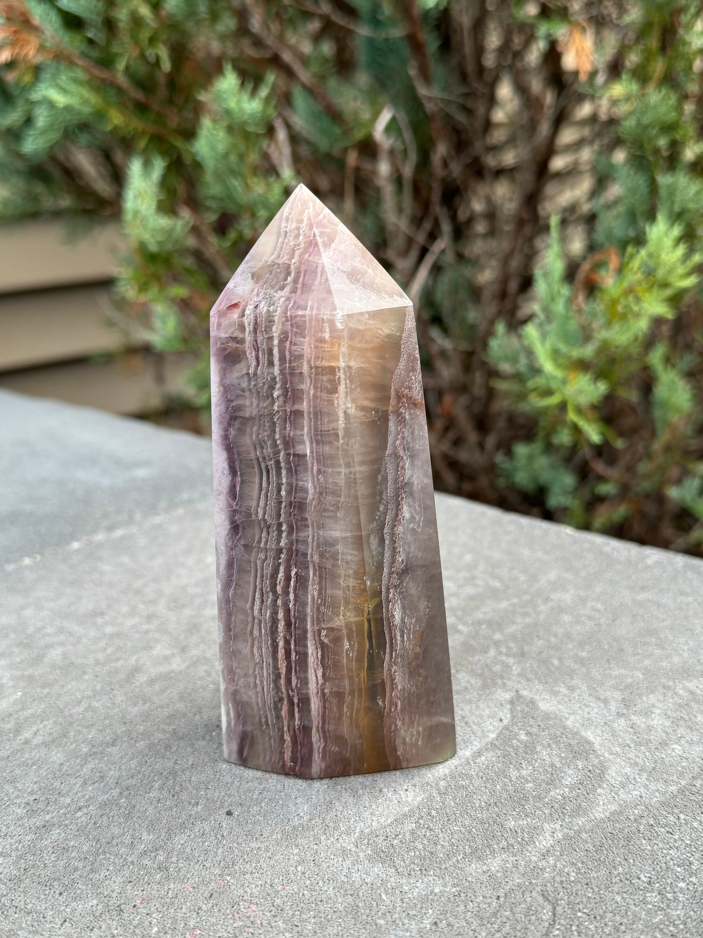 Banded Feather Fluorite Tower • Natural Crystal Decor, Healing Stone, Polished Point 3