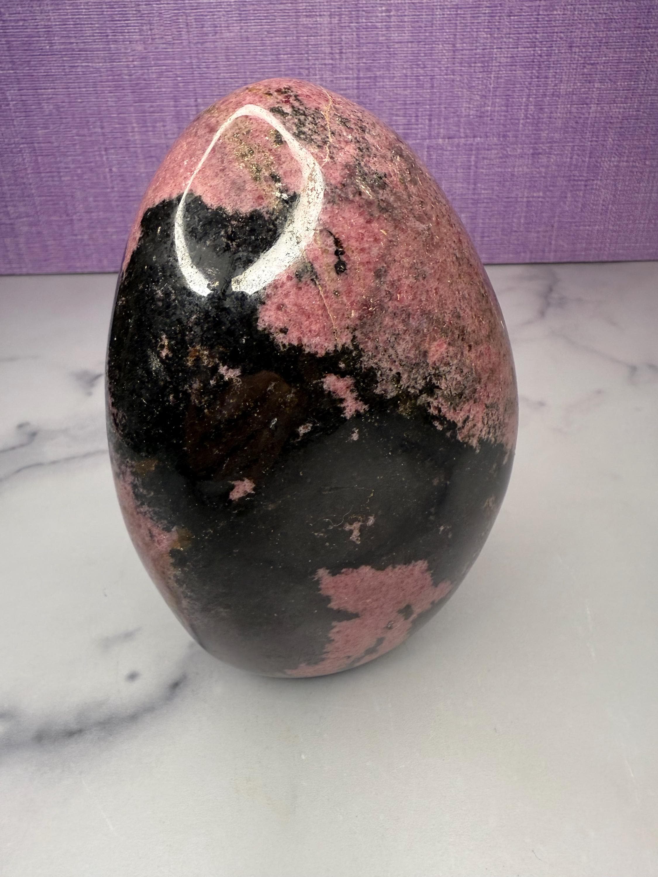 XL Rhodonite Crystal Freeform • Polished Pink Black Gemstone Madagascar Specimen 10