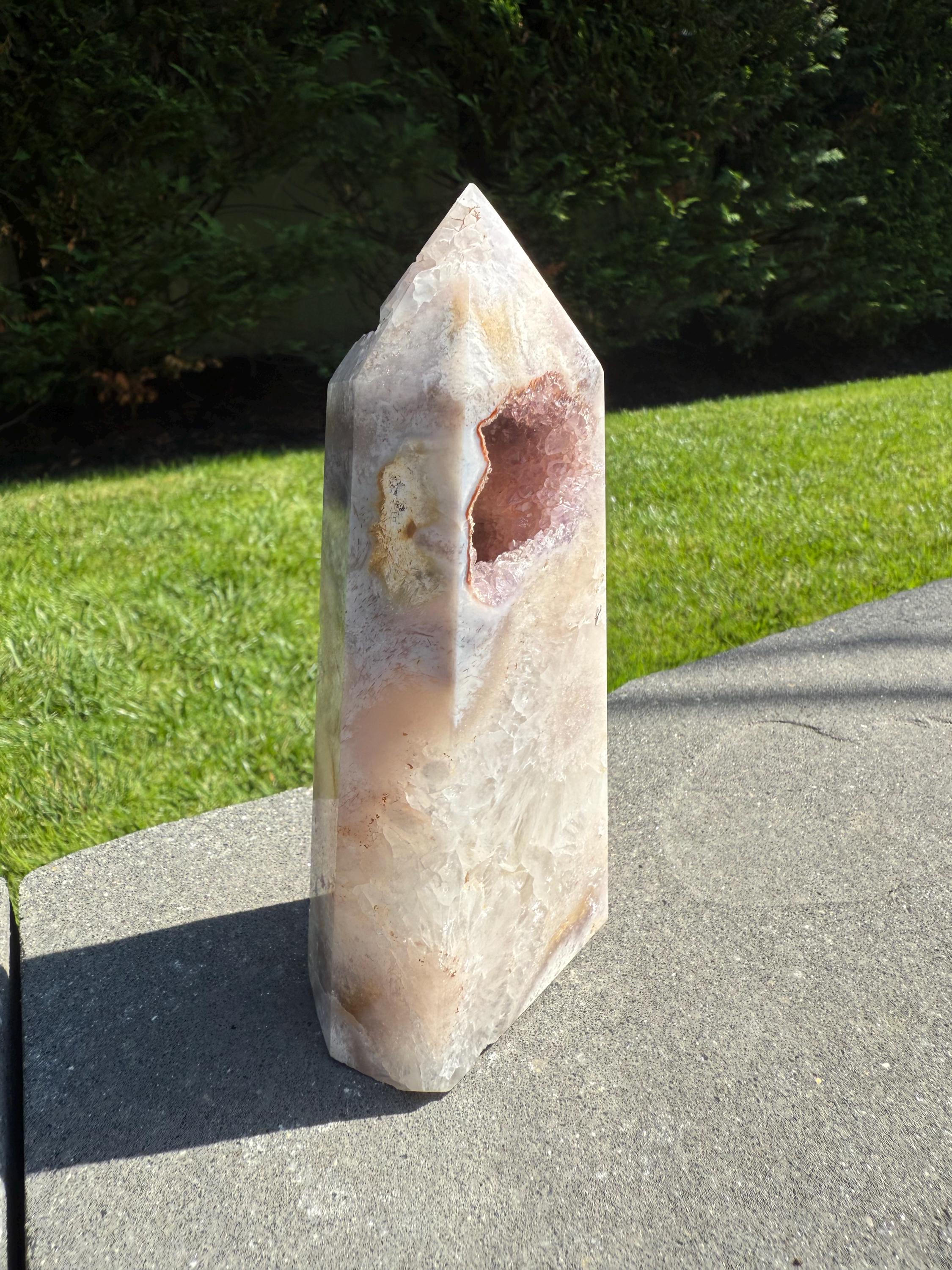 Pink Amethyst Druzy Crystal Obelisk • Healing Quartz Tower, Spiritual Decor 10