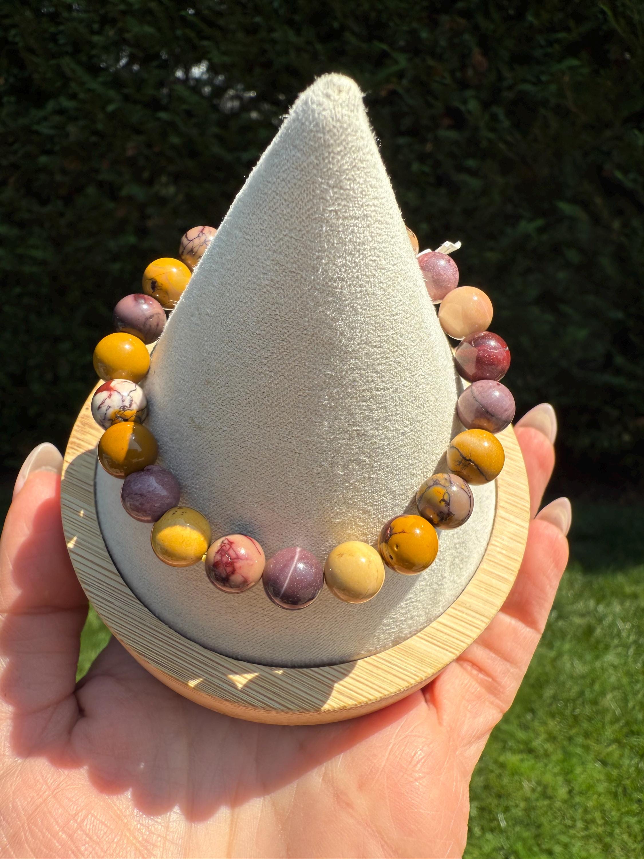 Mookaite Jasper Stretch Beaded Bracelet: Natural Gemstone Healing Crystal Jewelry (9mm) 2