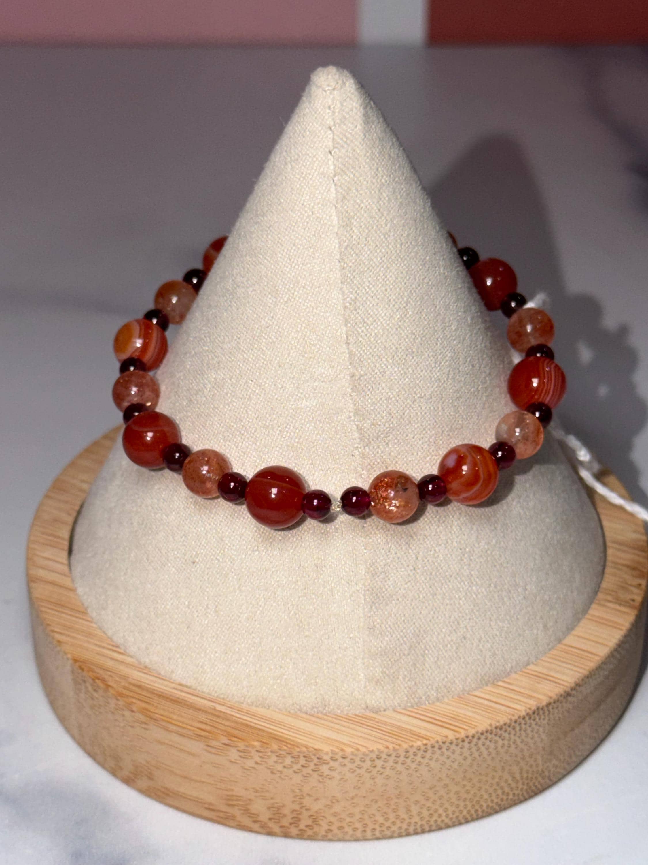 Carnelian, Fire Quartz, Garnet Beaded Bracelet, Earth Tone Gemstone Jewelry 8