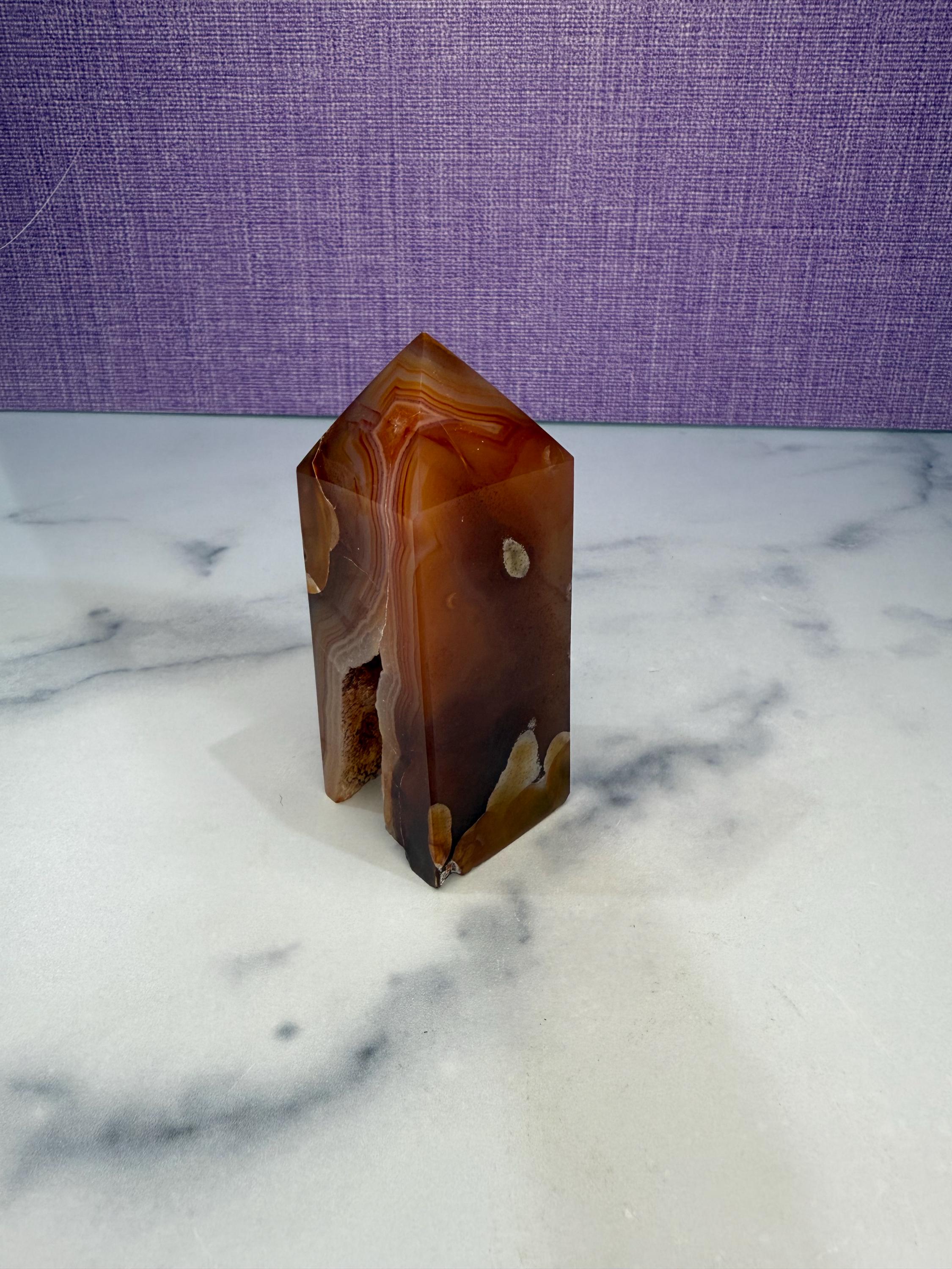 Druzy Carnelian Crystal Tower, Fiery Orange Healing Stone Point, Spiritual Decor, Meditation Obelisk 10