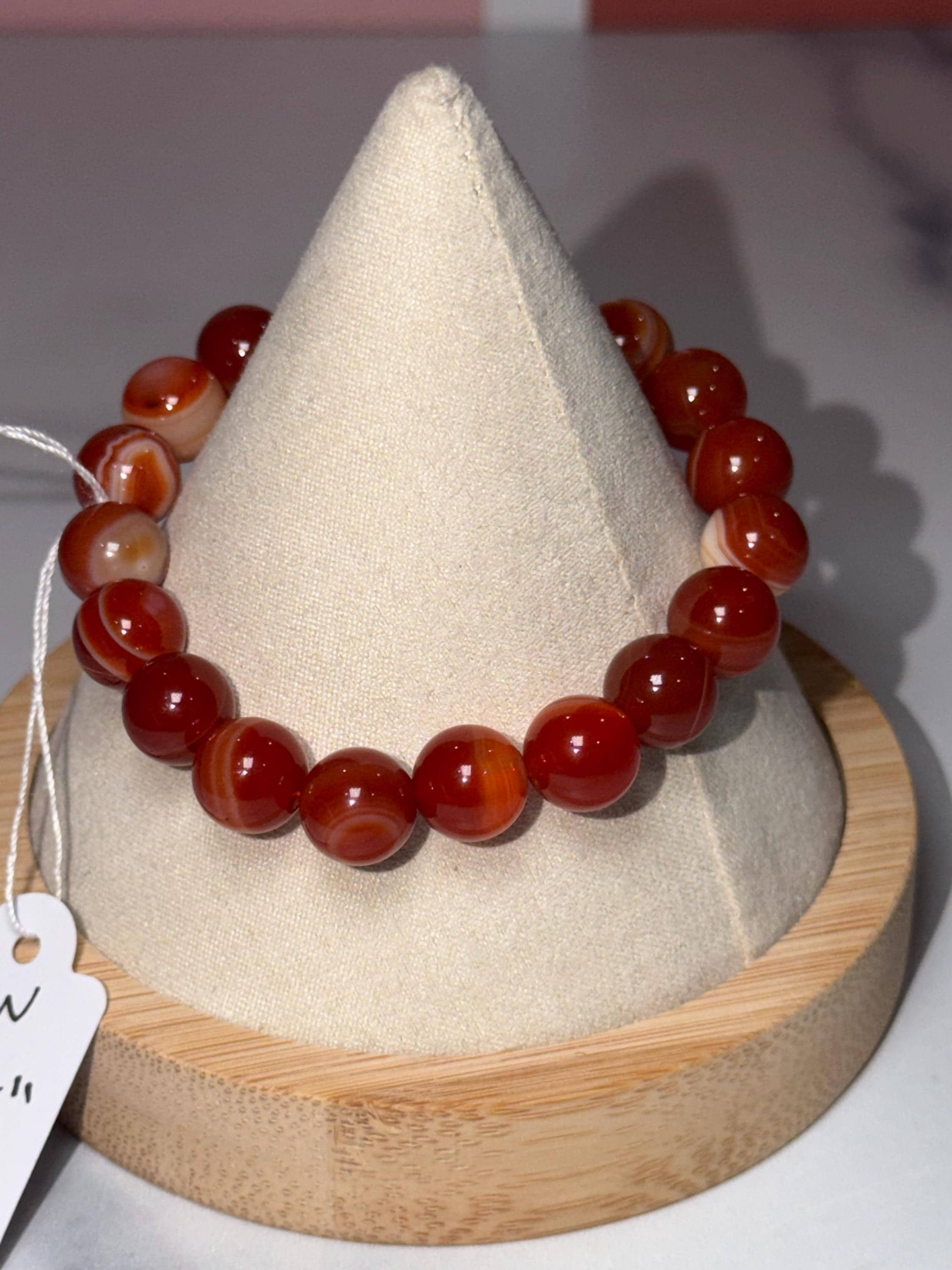 Carnelian Crystal Stretch Beaded Bracelet, Bold Energy, Confidence Jewelry (10mm) 6