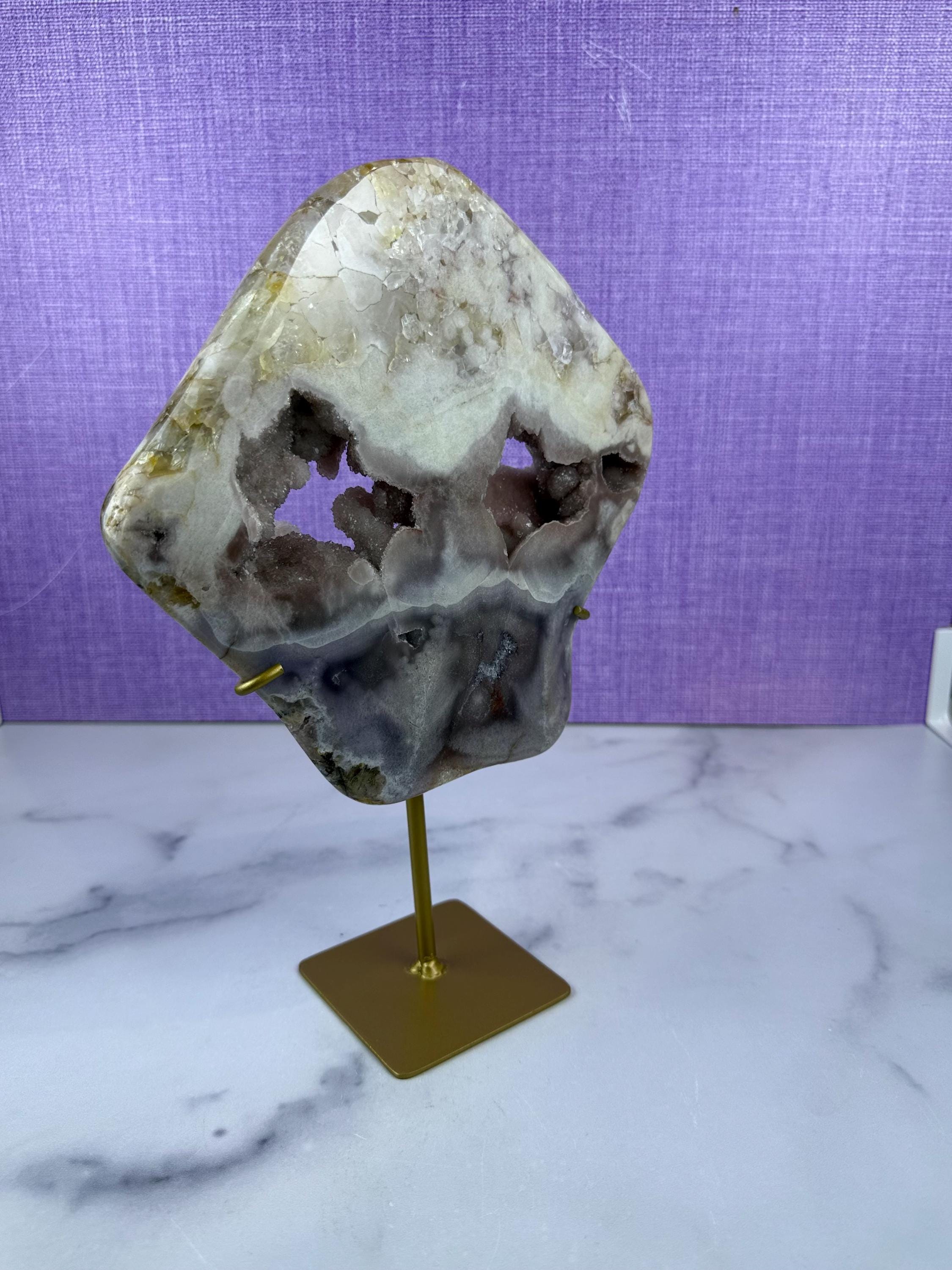 Pink Purple Amethyst Druzy Crystal Display on Stand from Brazil • Sparkling Mineral Specimen 8