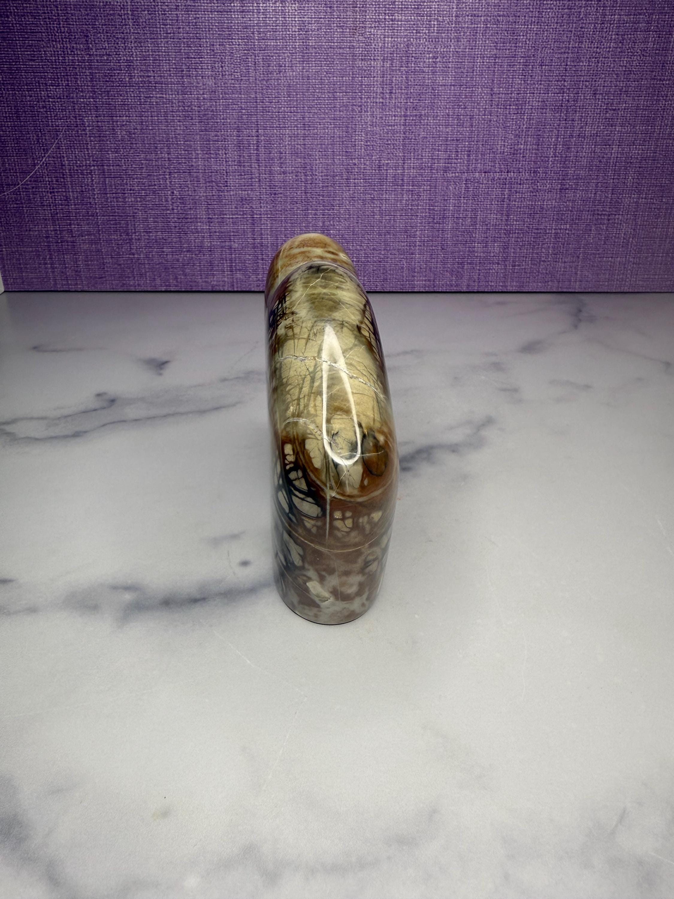 Picasso Jasper Buffalo Carving • Hand Carved Stone Bison Sculpture, Spiritual Decor 5