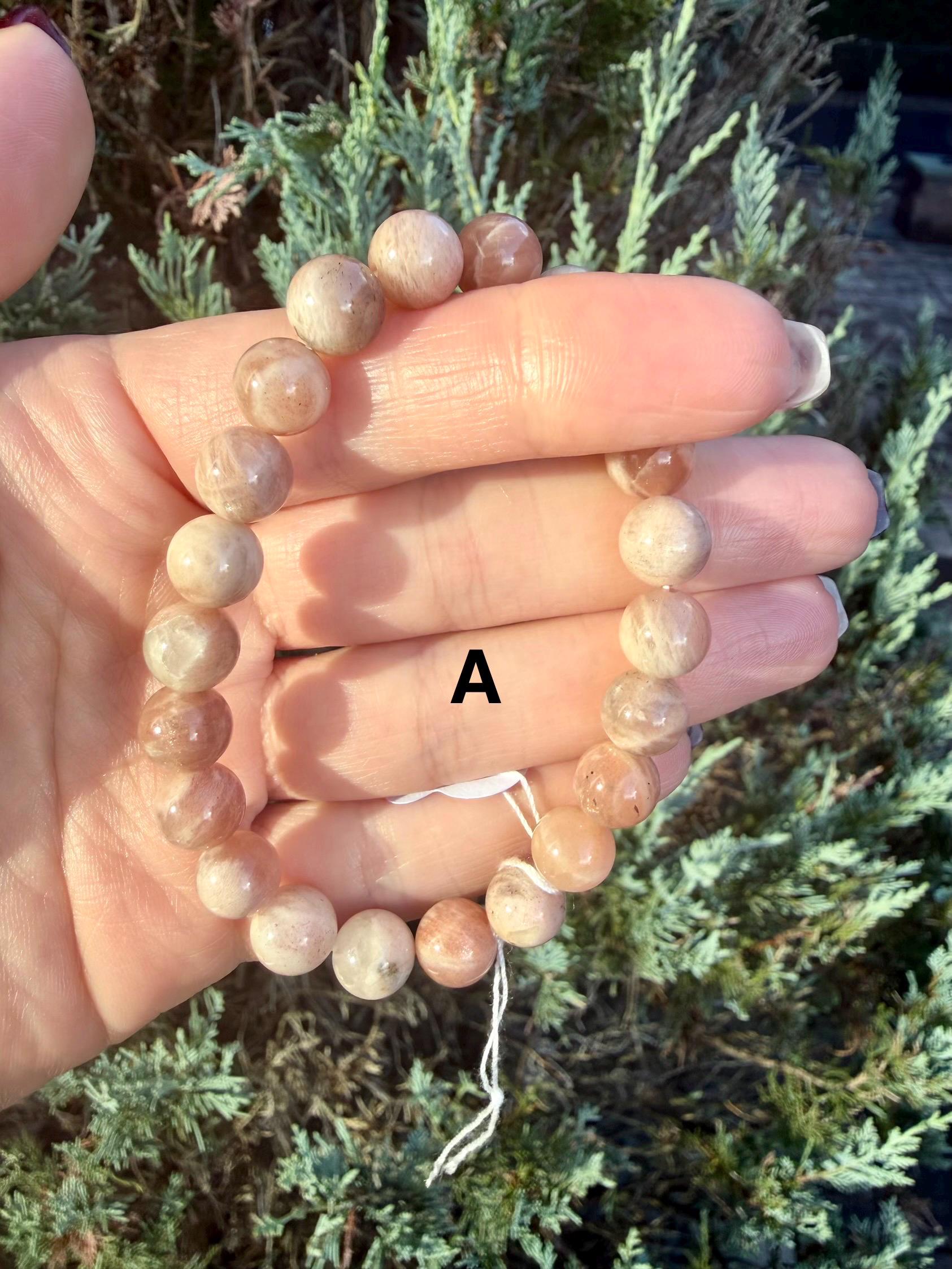 Mixed Peach Moonstone & Sunstone Beaded Bracelets • Crystal Healing Jewelry • Feminine Energy • Multiple Options 7