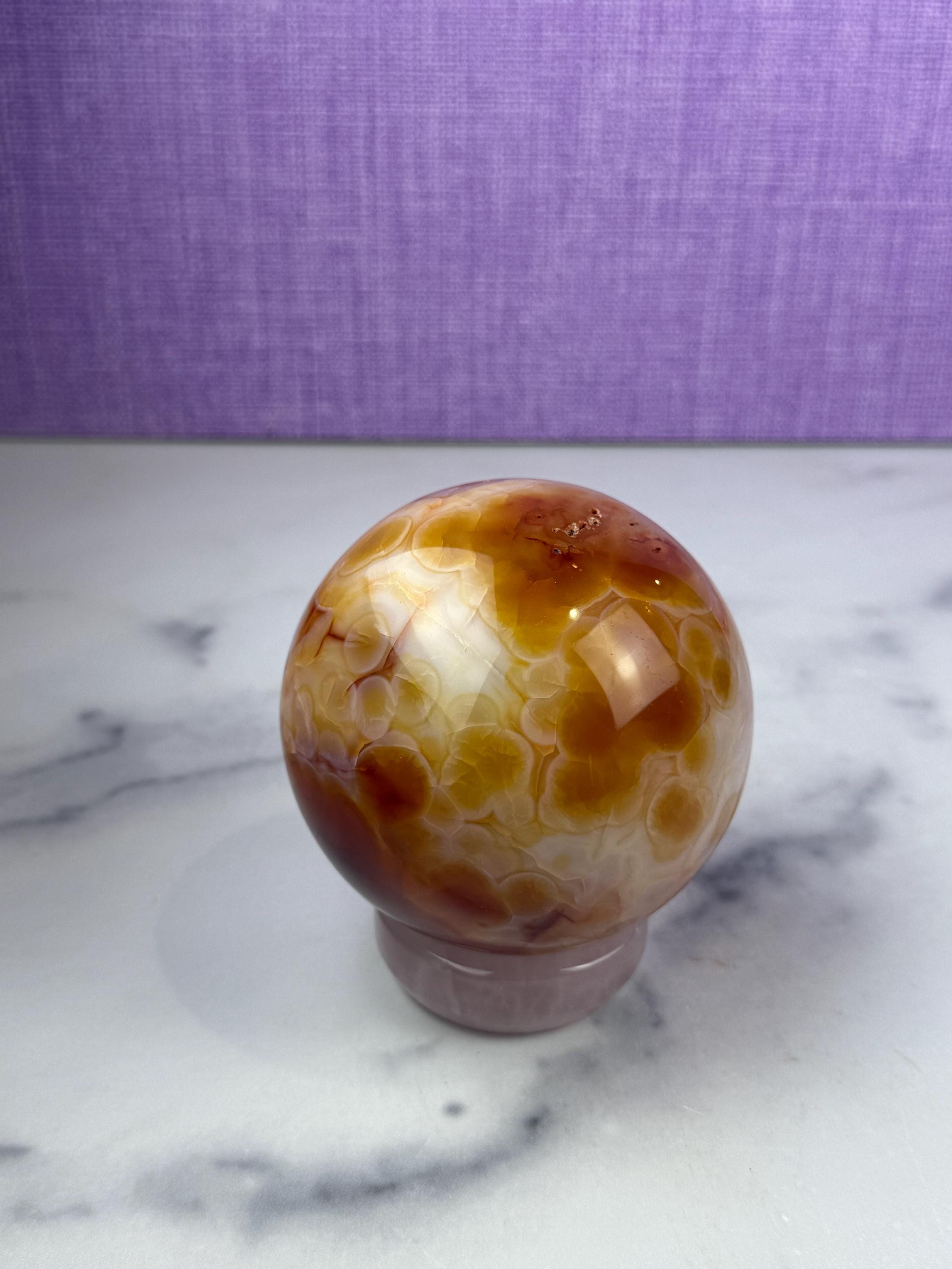 Druzy Carnelian Crystal Sphere: Natural Sparkle • Statement Sphere • Grounding Energy 6