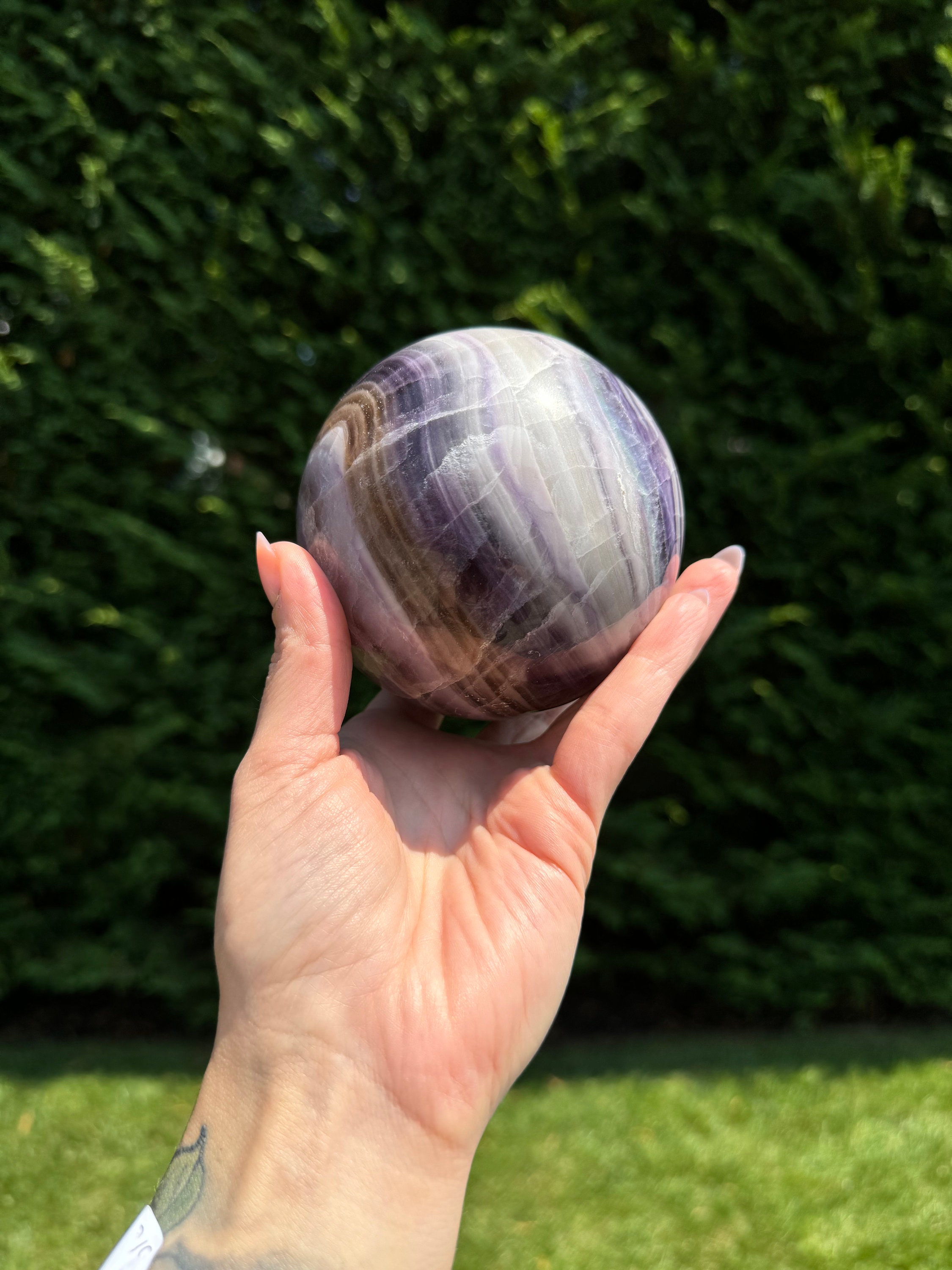 Purple Banded Fluorite Crystal Sphere • 94mm • Polished Healing Crystal Orb • Mineral Specimen • Spiritual Decor 2