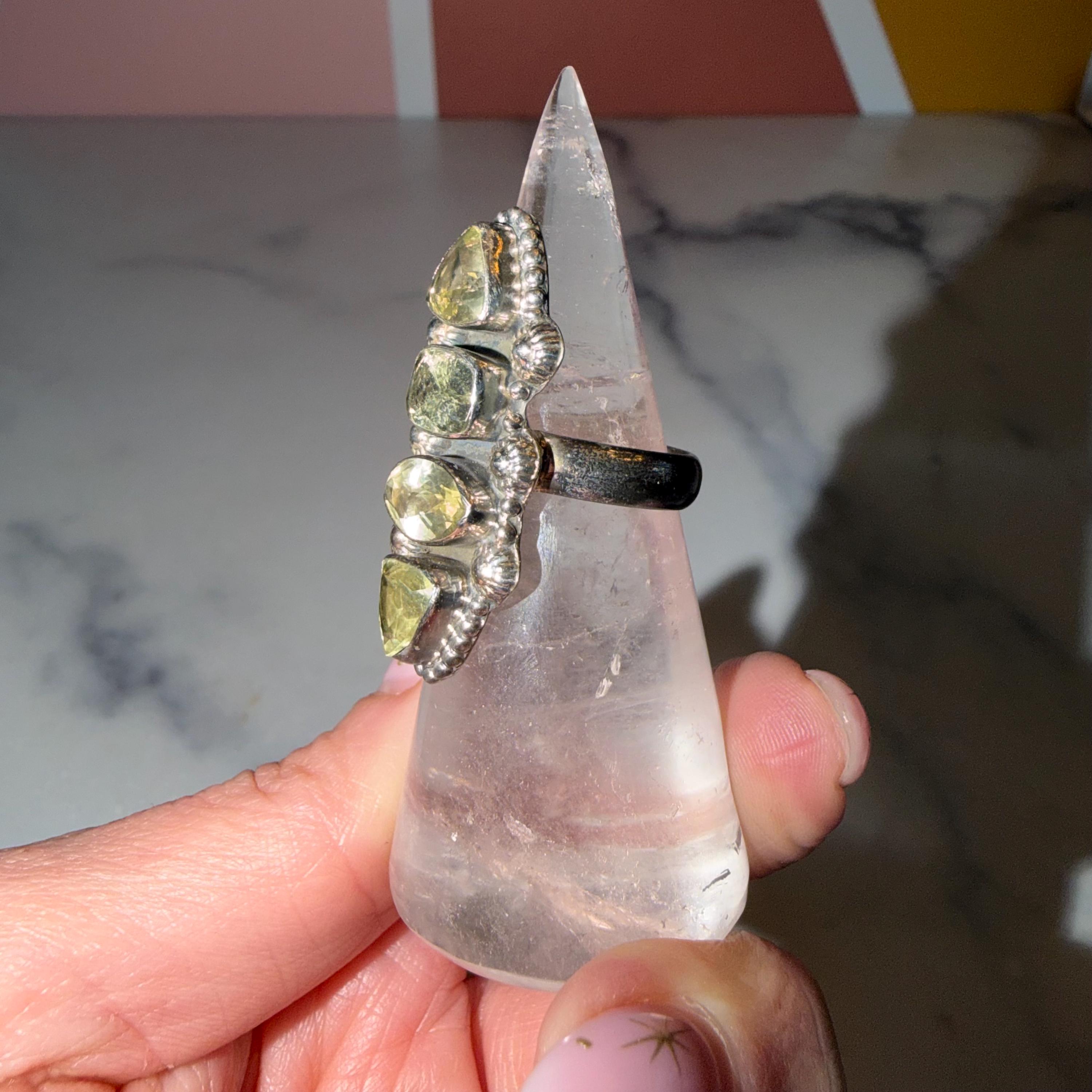 Citrine Multi-Stone Ring • 925 Sterling Silver • Size 7 • Yellow Gemstone Statement Ring • Boho Jewelry 4