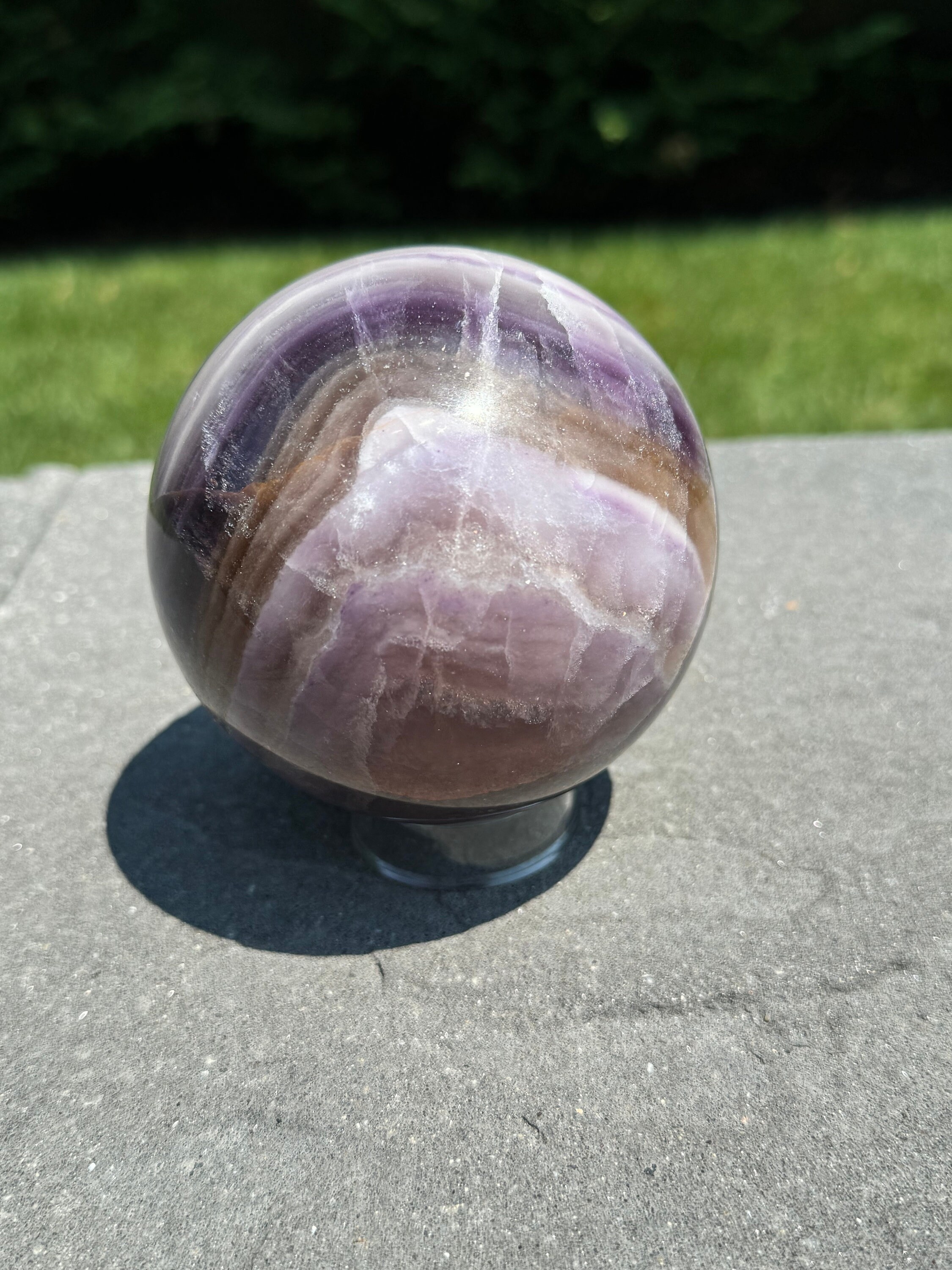 Purple Banded Fluorite Crystal Sphere • 94mm • Polished Healing Crystal Orb • Mineral Specimen • Spiritual Decor 8