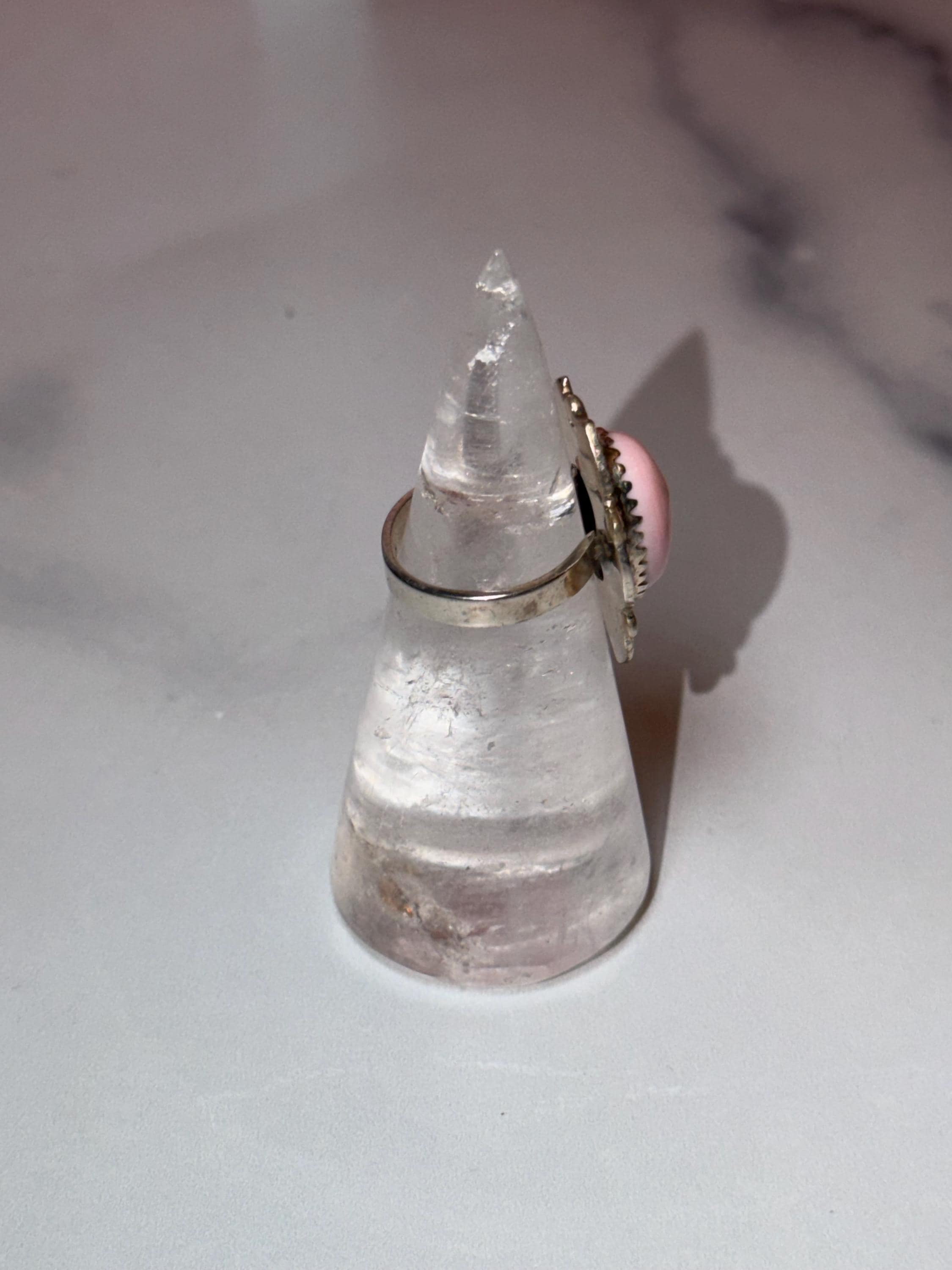 Pink Conch Sterling Silver Ring • Ocean-Inspired Boho Statement Jewelry (size 6) 4