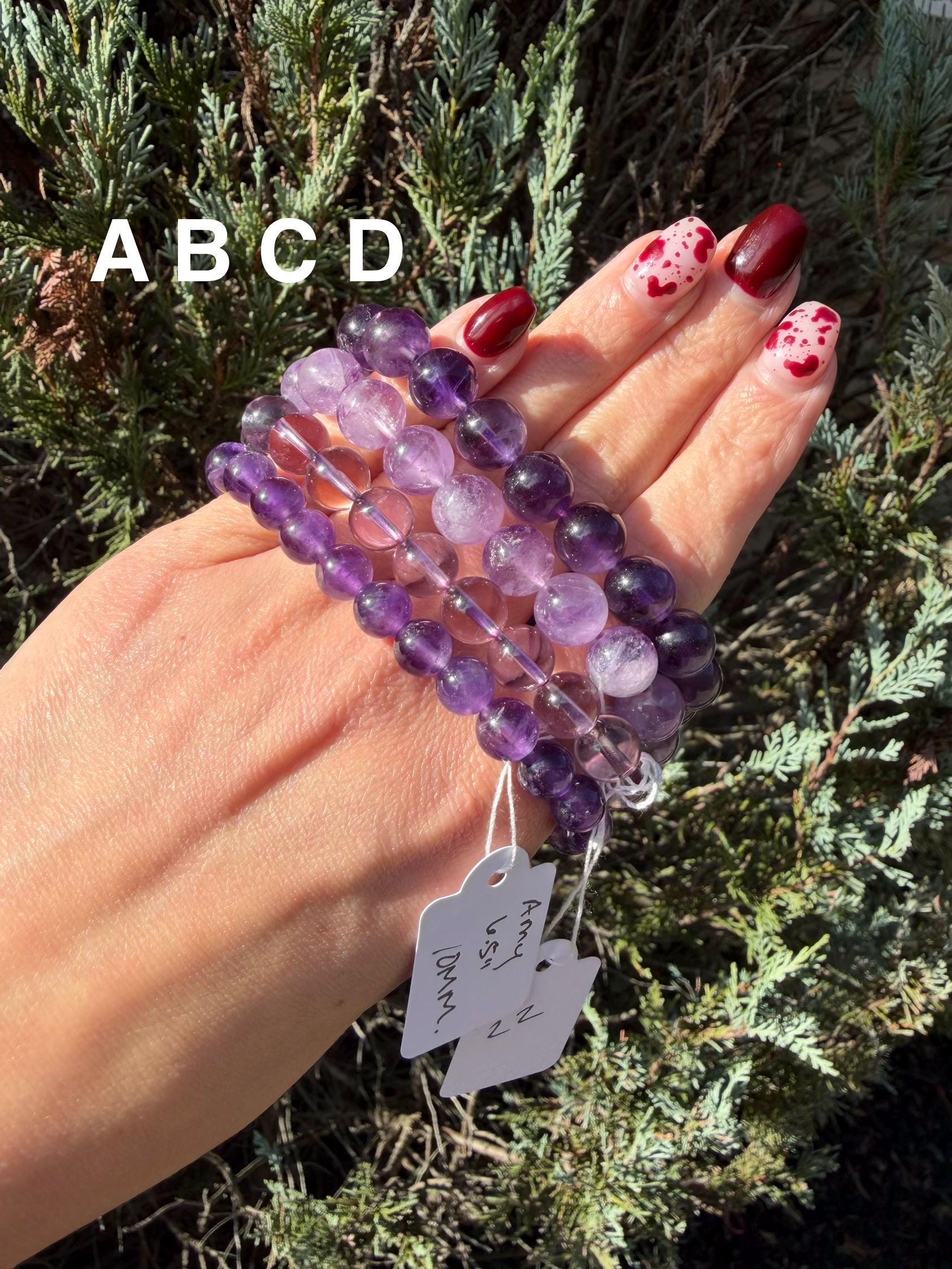 Natural Amethyst Crystal Beaded Bracelets • Polished Gemstone Healing Jewelry 7