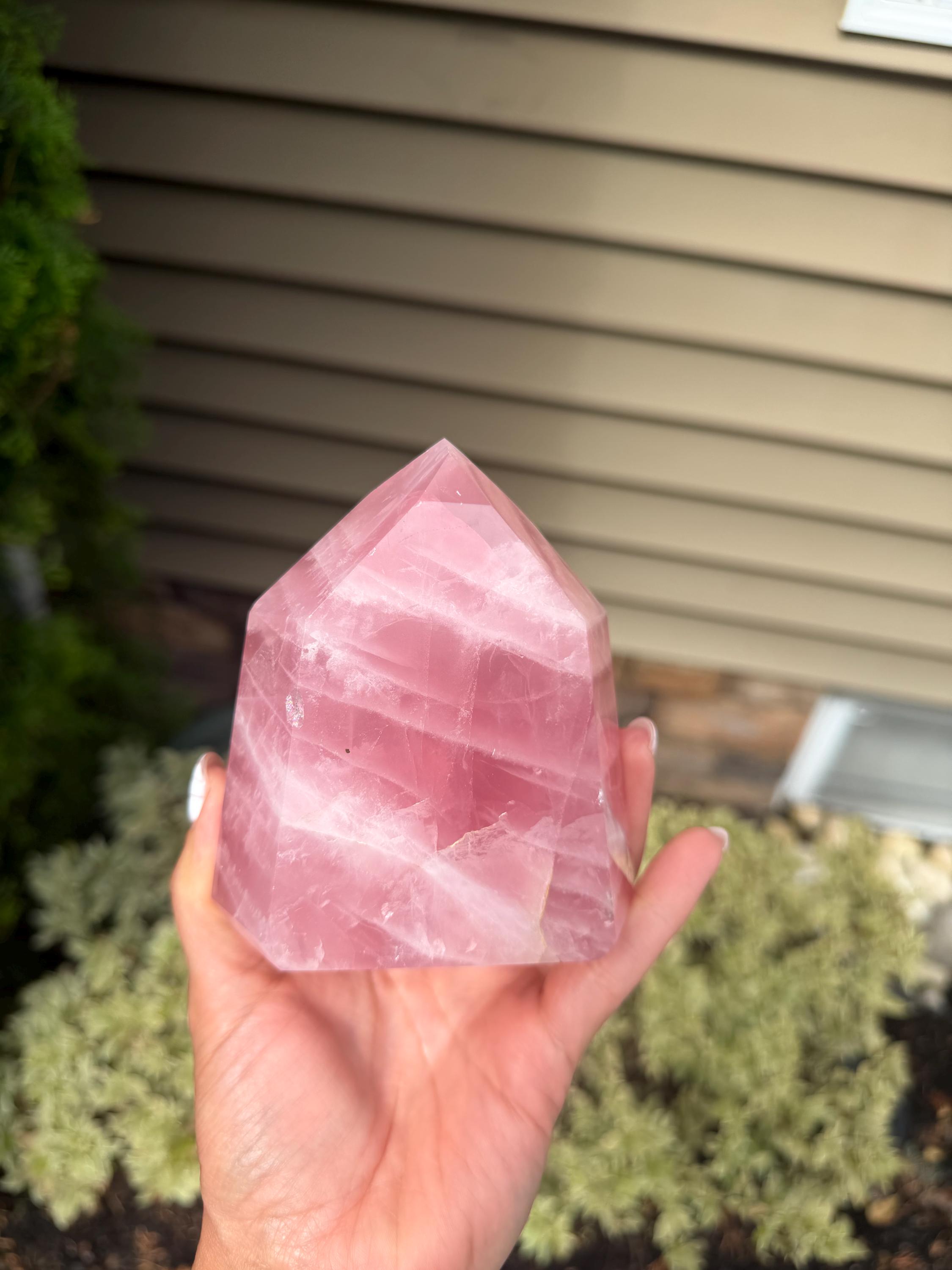 Brazilian Rose Quartz Chunky Point: Polished Pink Crystal Specimen (4"x3.5") 14