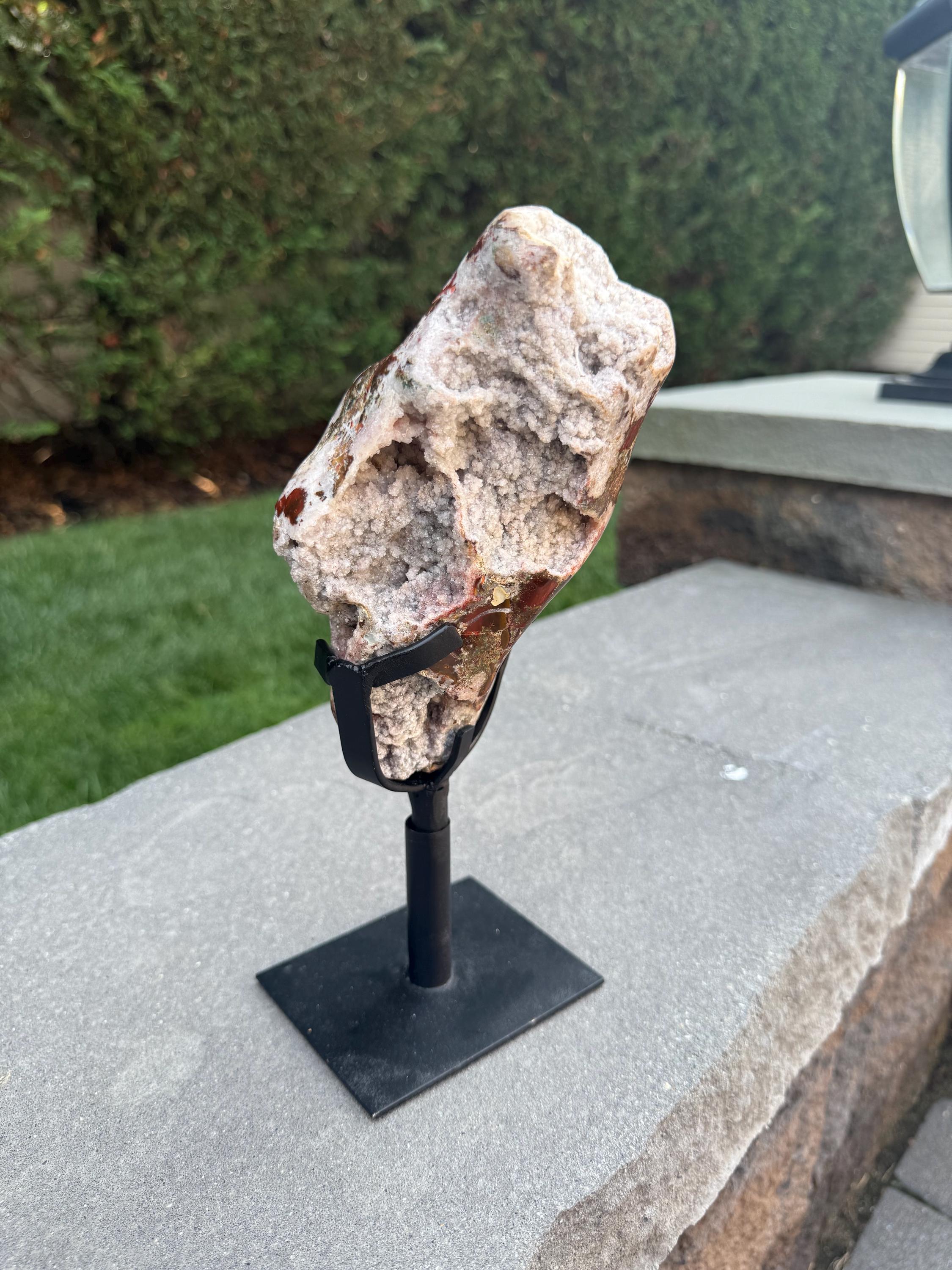 Raw Pink Amethyst Druzy on Stand • Sparkling Crystal Cluster • Spiritual Decor 7