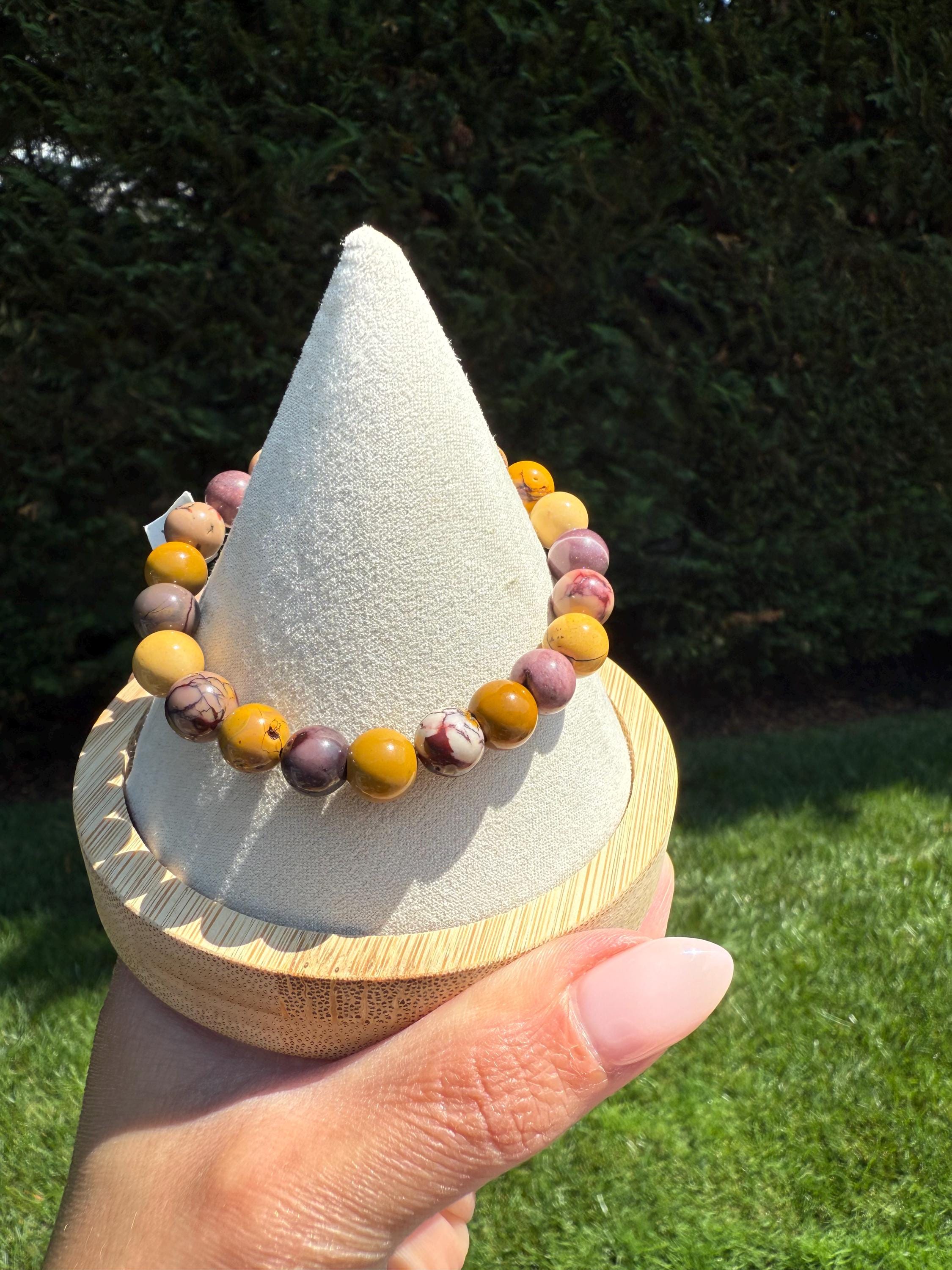 Mookaite Jasper Stretch Beaded Bracelet: Natural Gemstone Healing Crystal Jewelry (9mm) 8