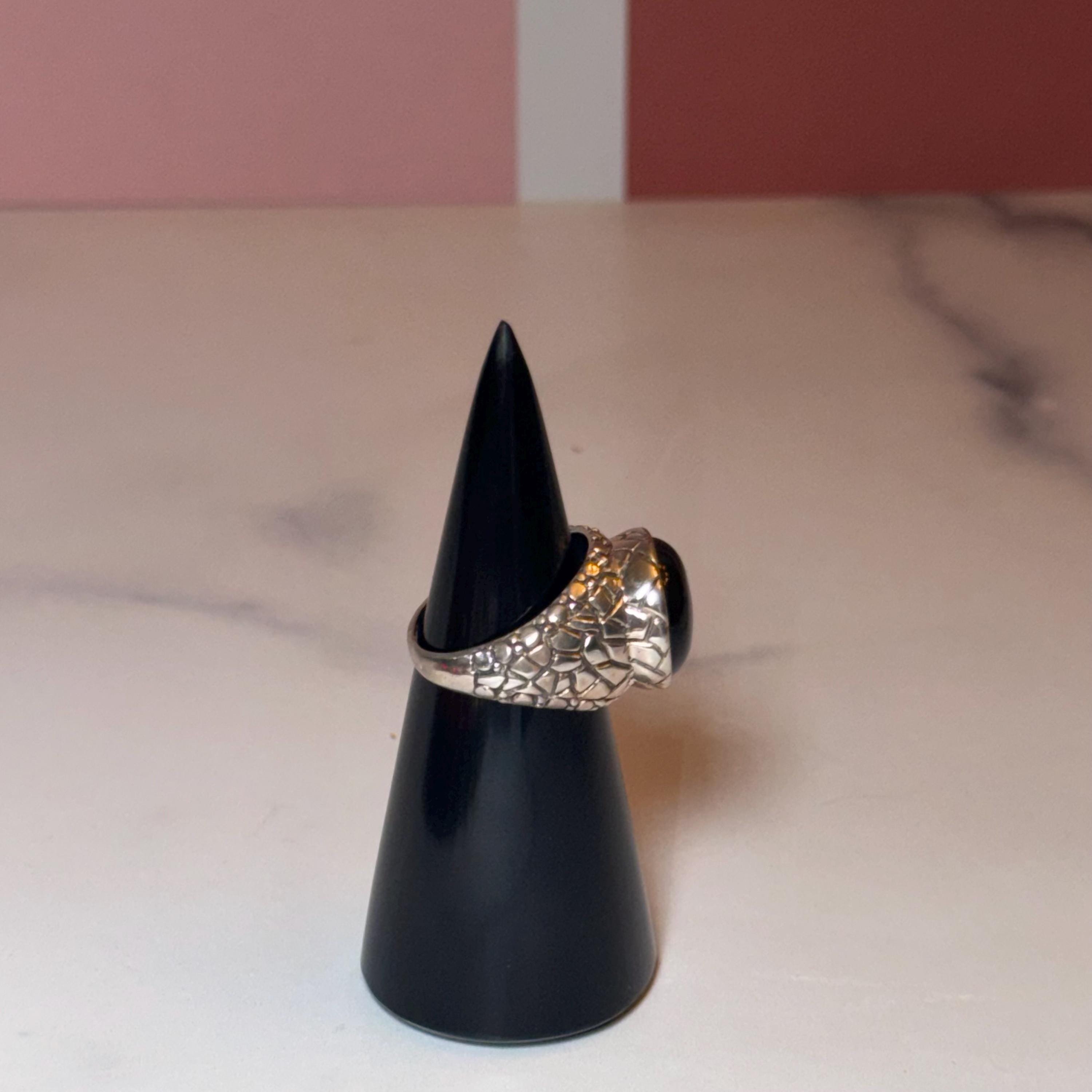 Black Onyx Sterling Silver Ring, Classic Statement Jewelry, Minimalist Design (size 7) 10